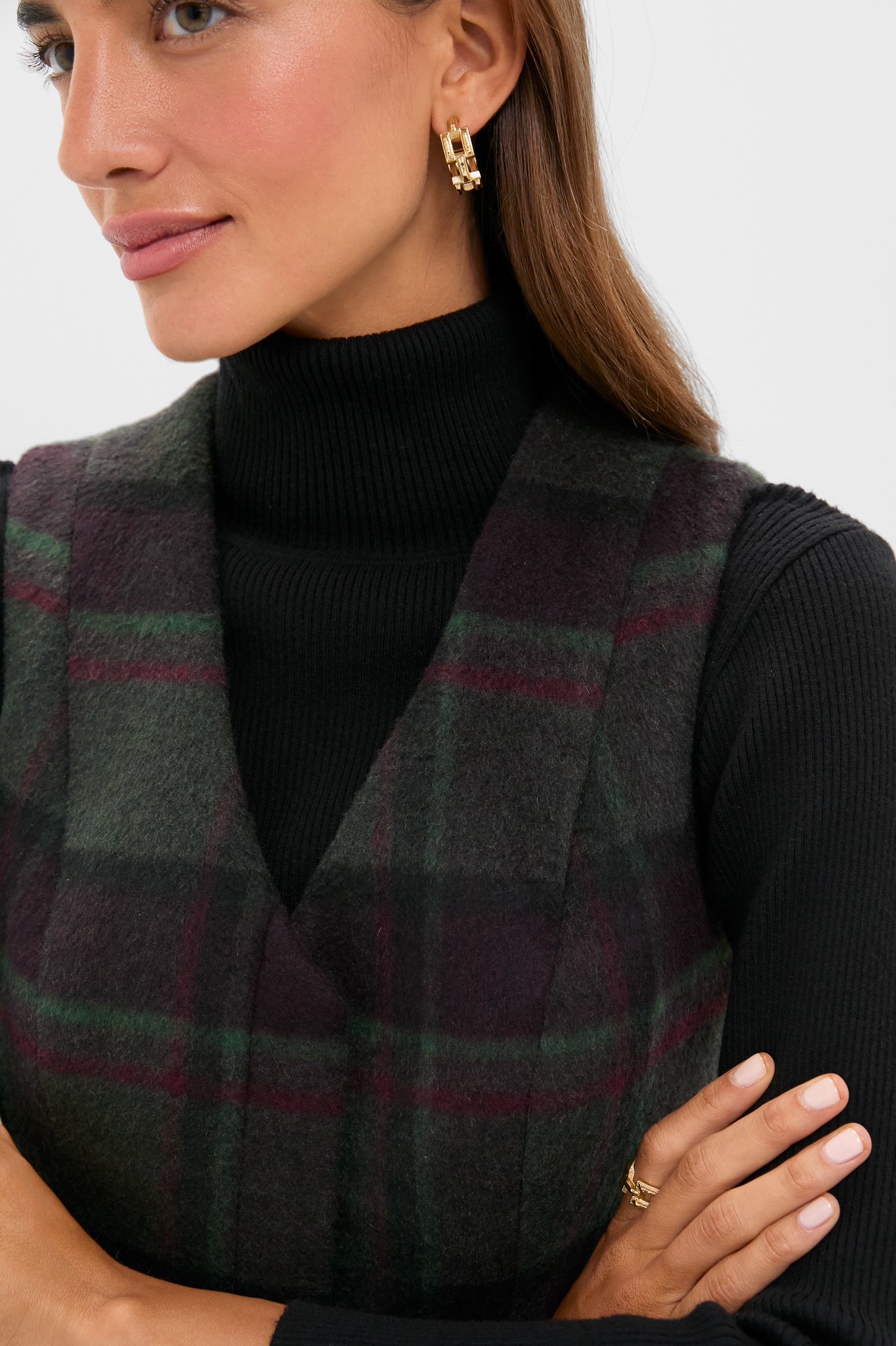 Forest Plaid Wool Mercer Dress-Charming Tale Store