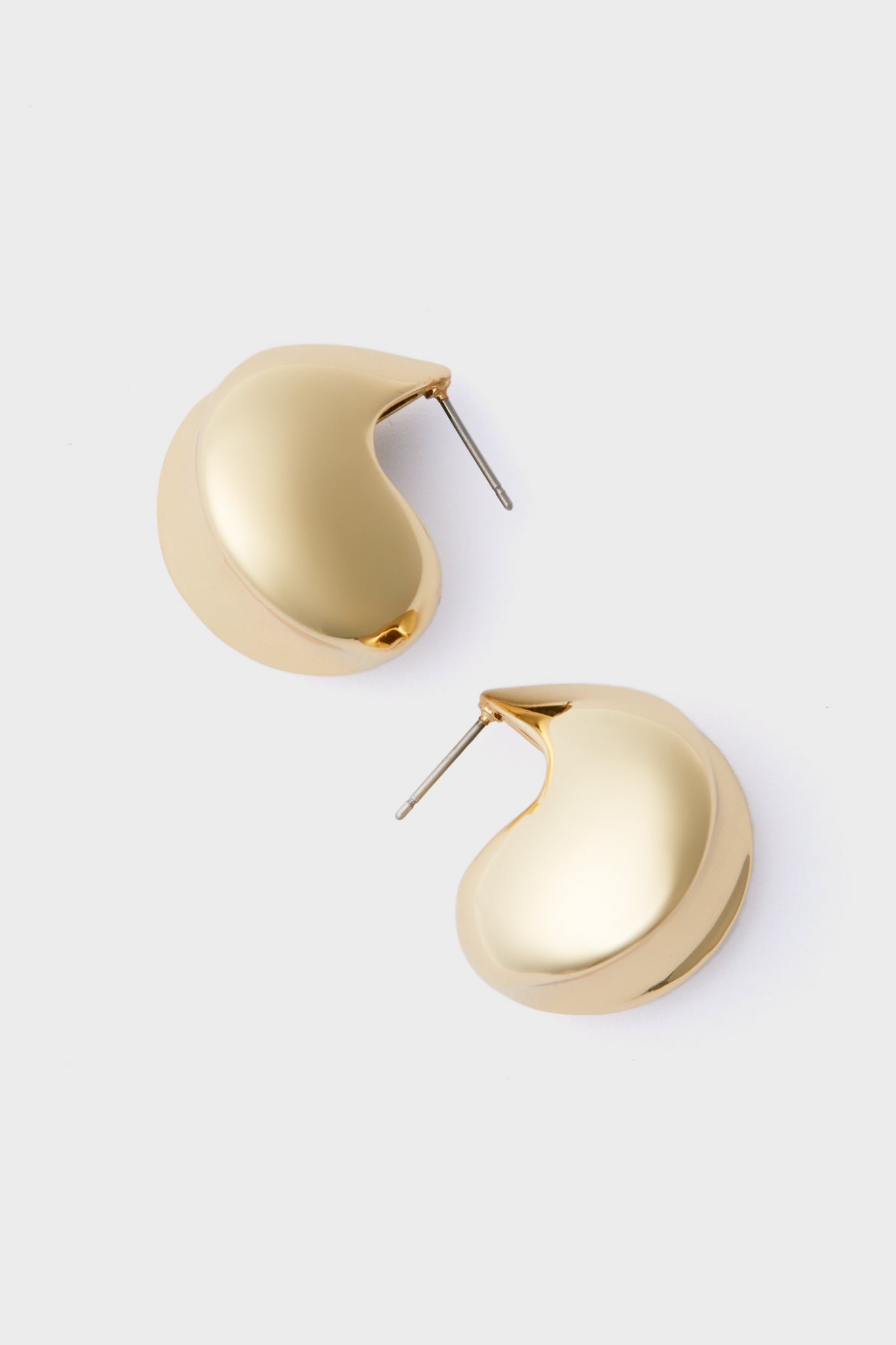 High Polish Gold Nouveaux Puff Earrings-Charming Tale Store
