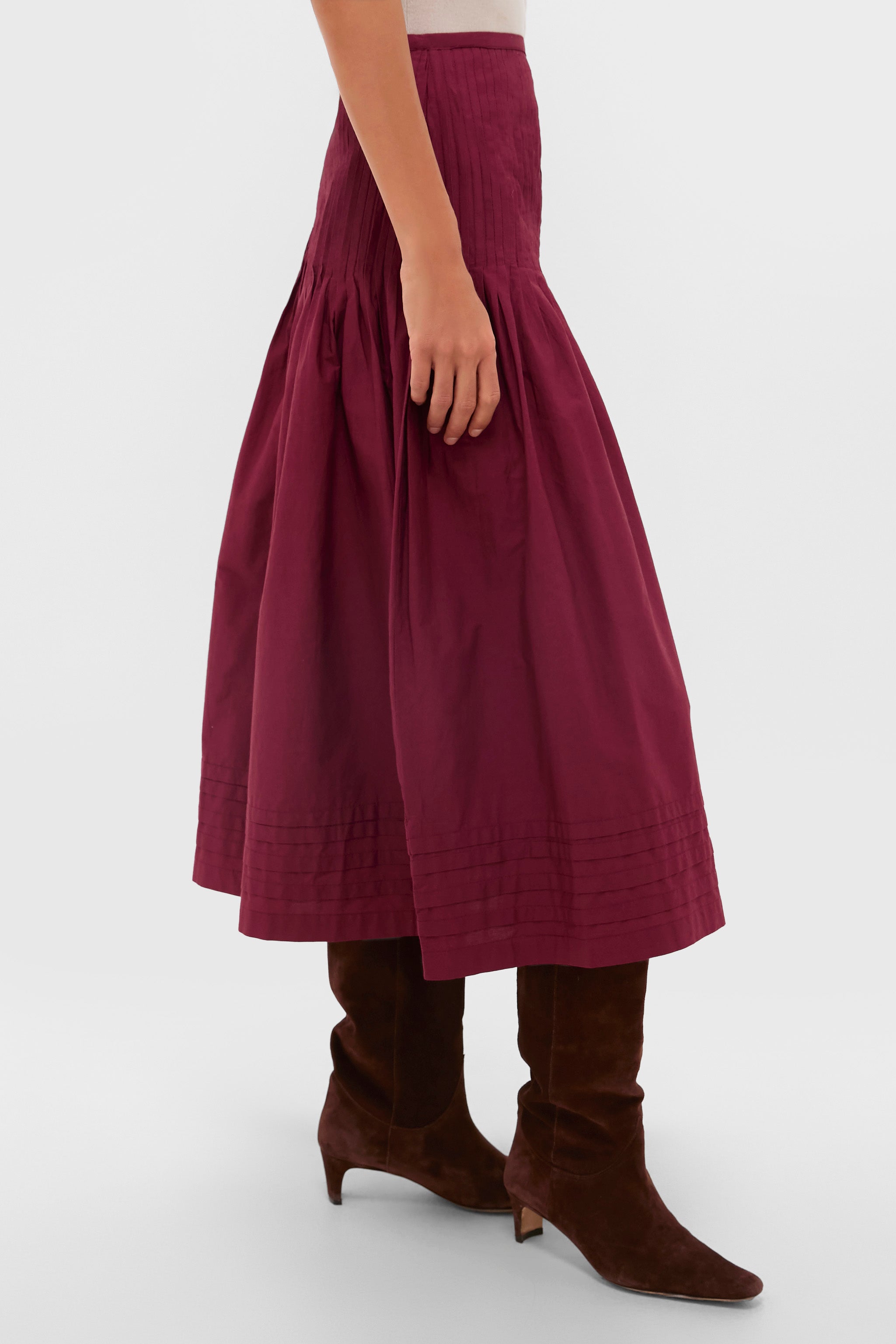 Bordeaux Rosa Midi Skirt-Charming Tale Store