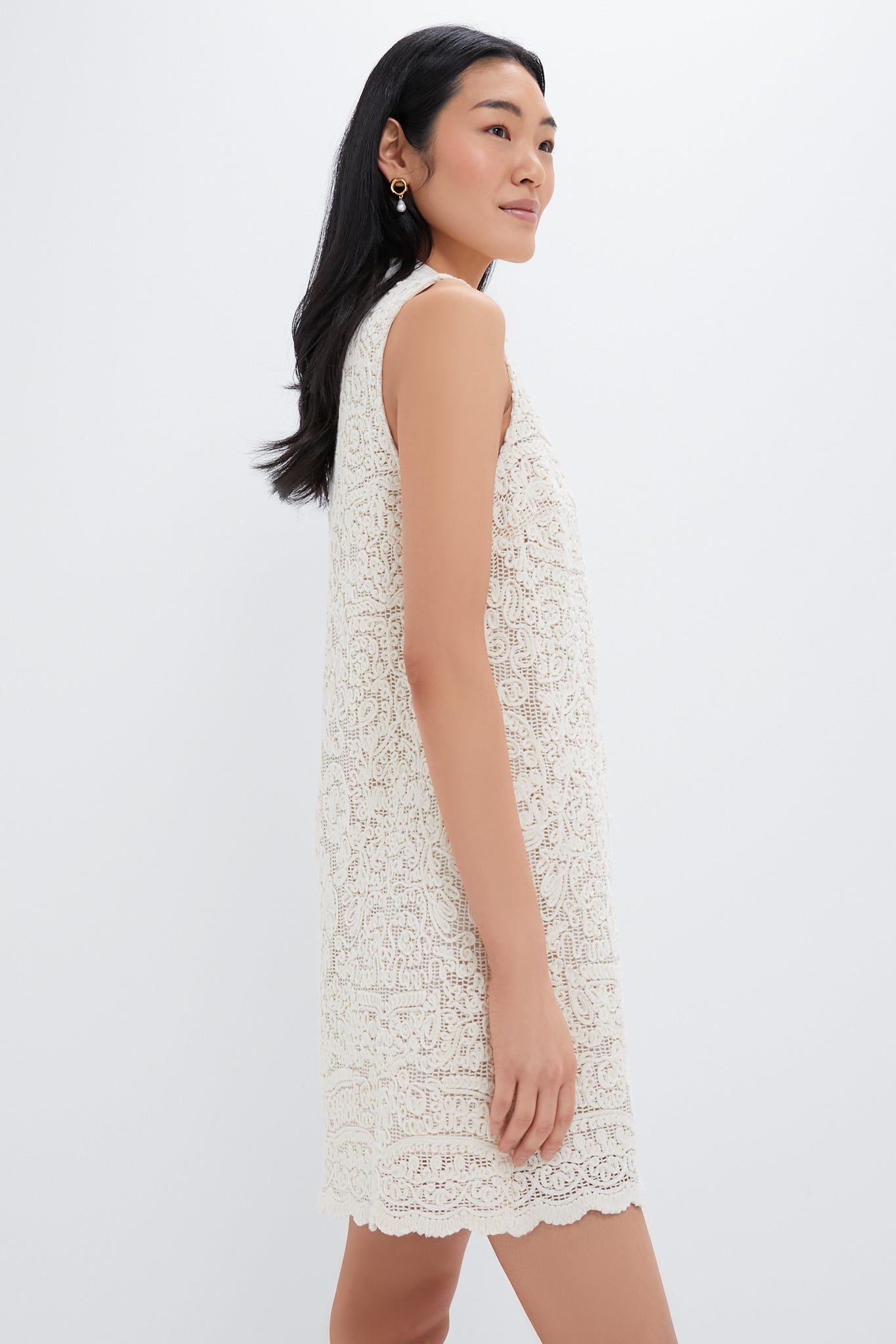 Tan Lace Sleeveless Collier Dress-Charming Tale Store