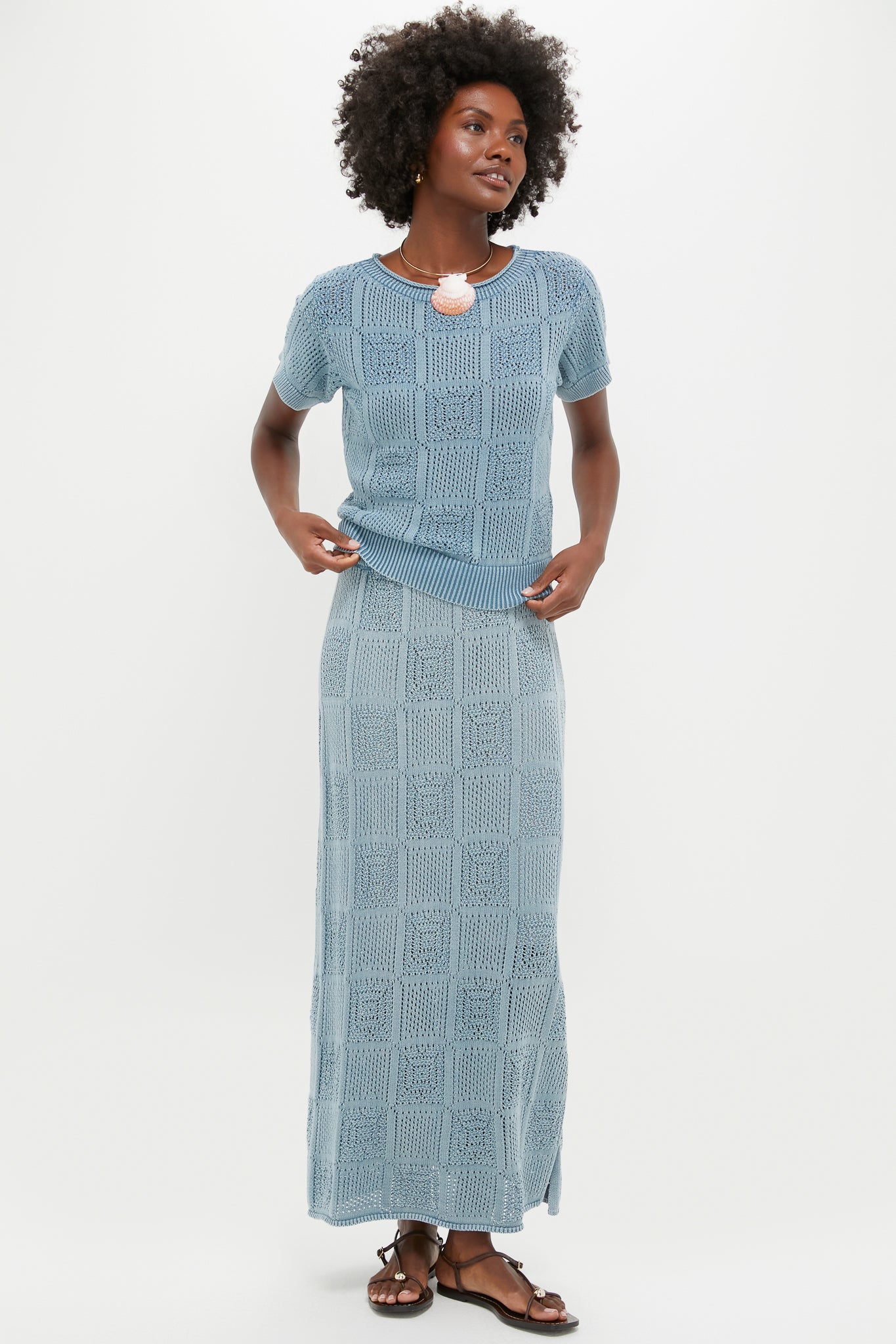 Indigo Pointelle Porter Top-Charming Tale Store