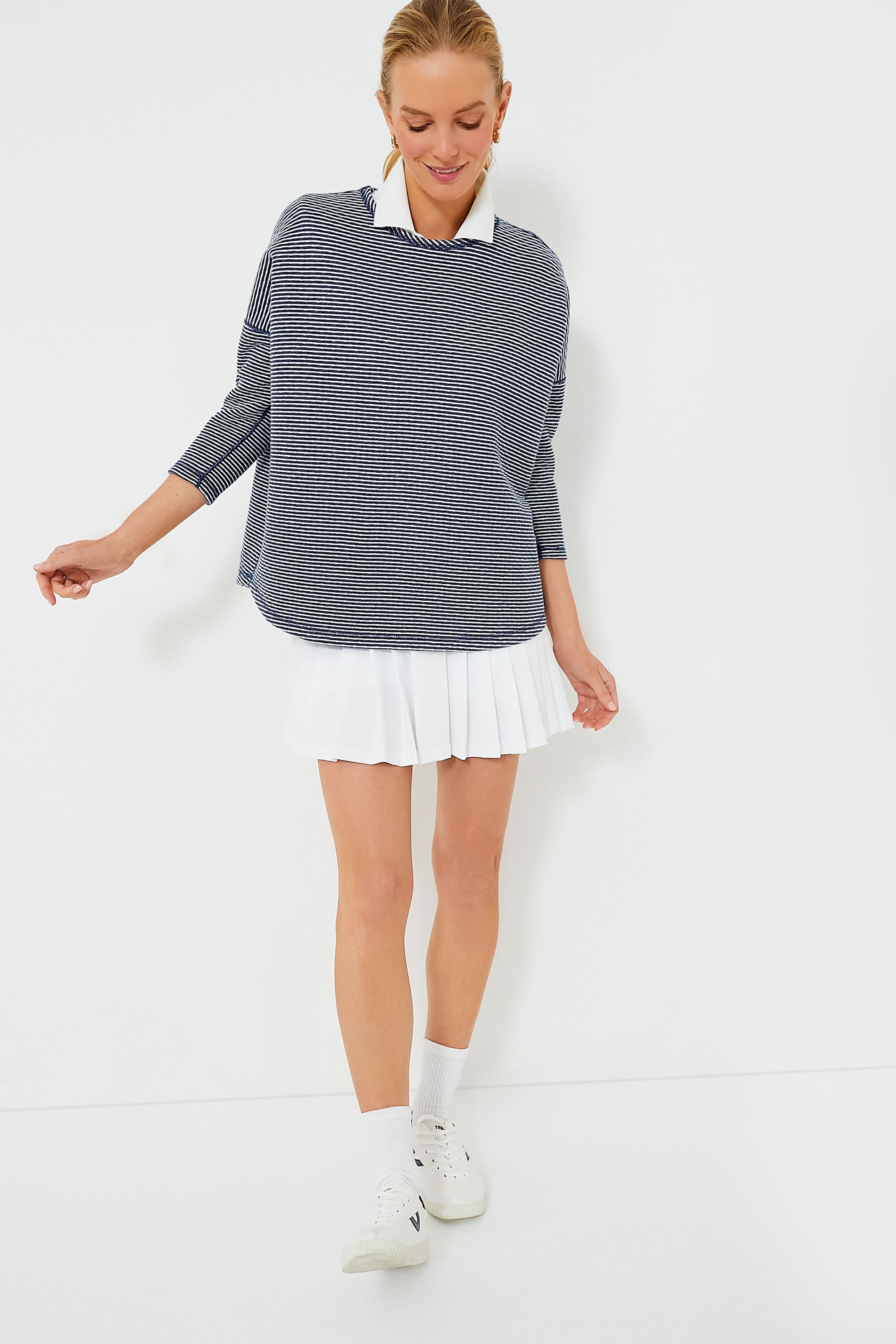 Heathered Navy Reversible Ally Swing Sweatshirt-Charming Tale Store