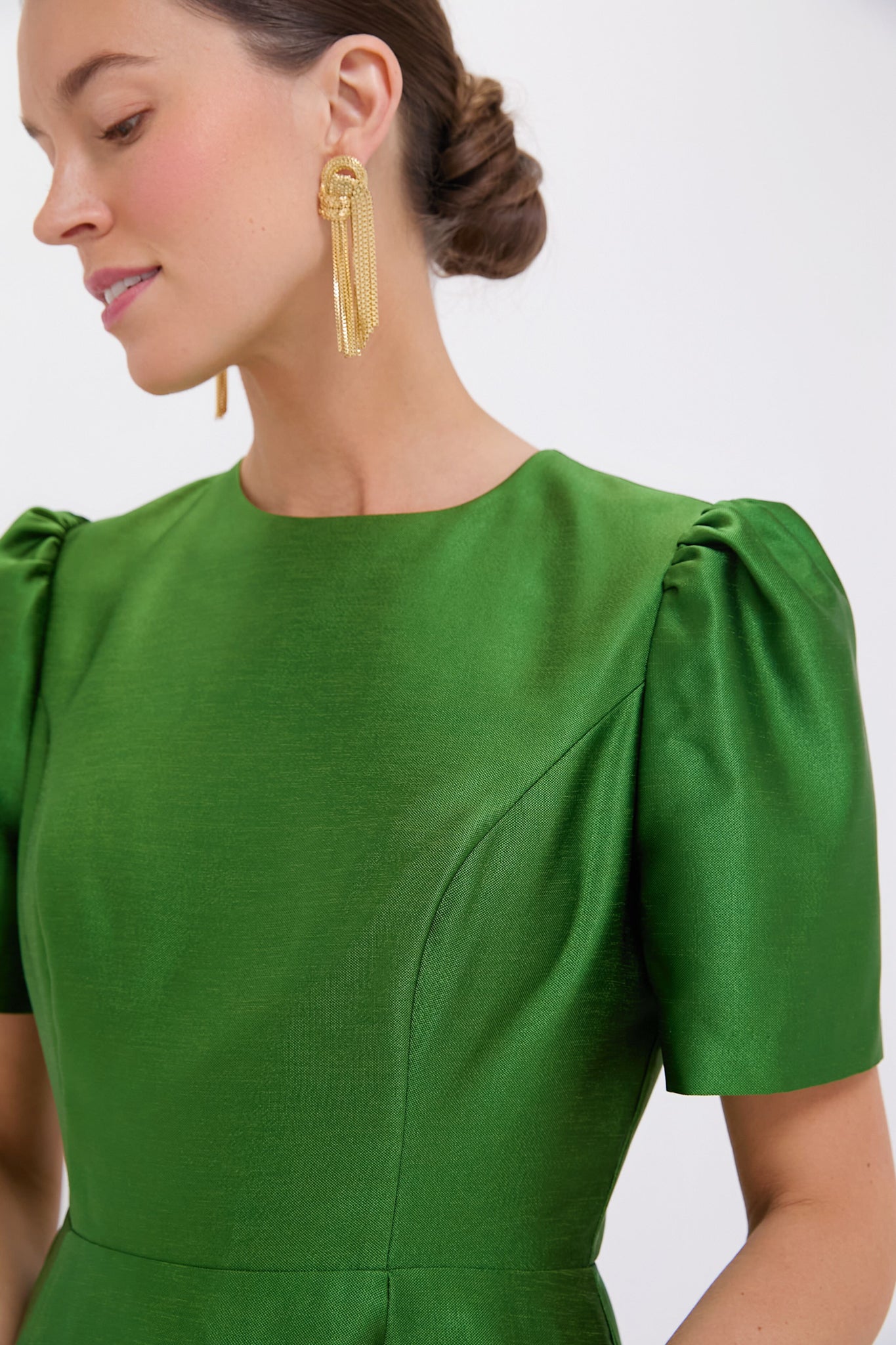 Green Dupioni Carine Dress-Charming Tale Store