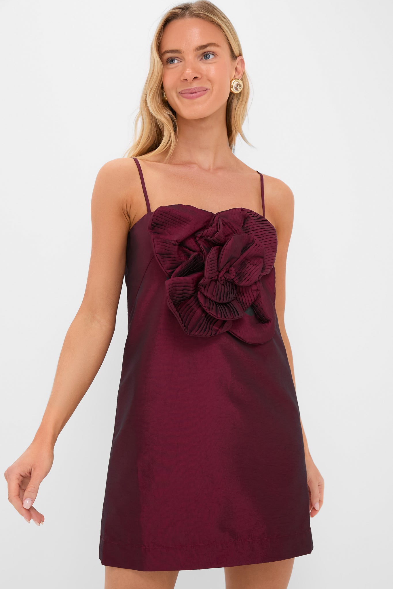 Burgundy Noche de Ti Embellished Mini Dress-Charming Tale Store