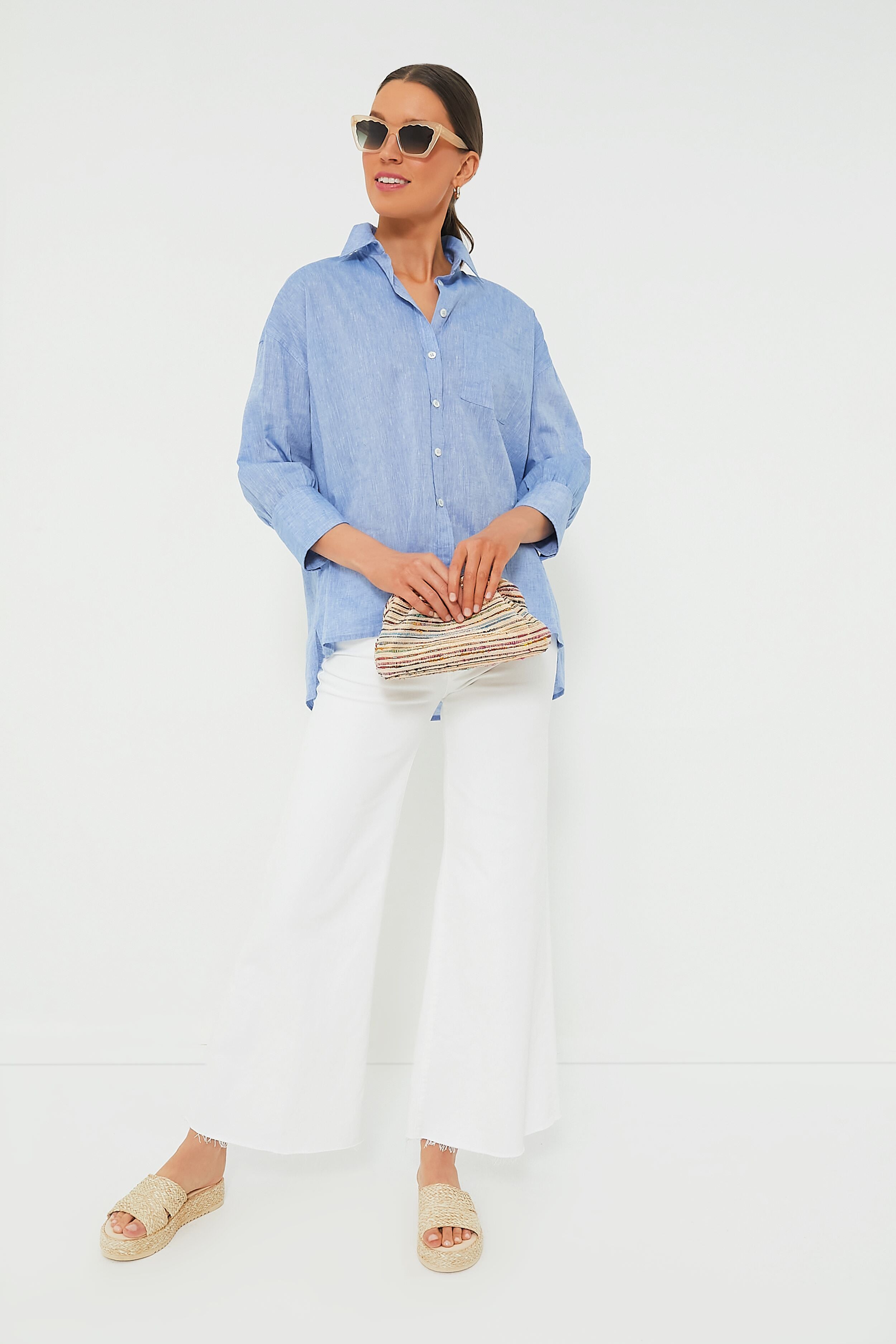 Chambray Adair Boyfriend Shirt-Charming Tale Store