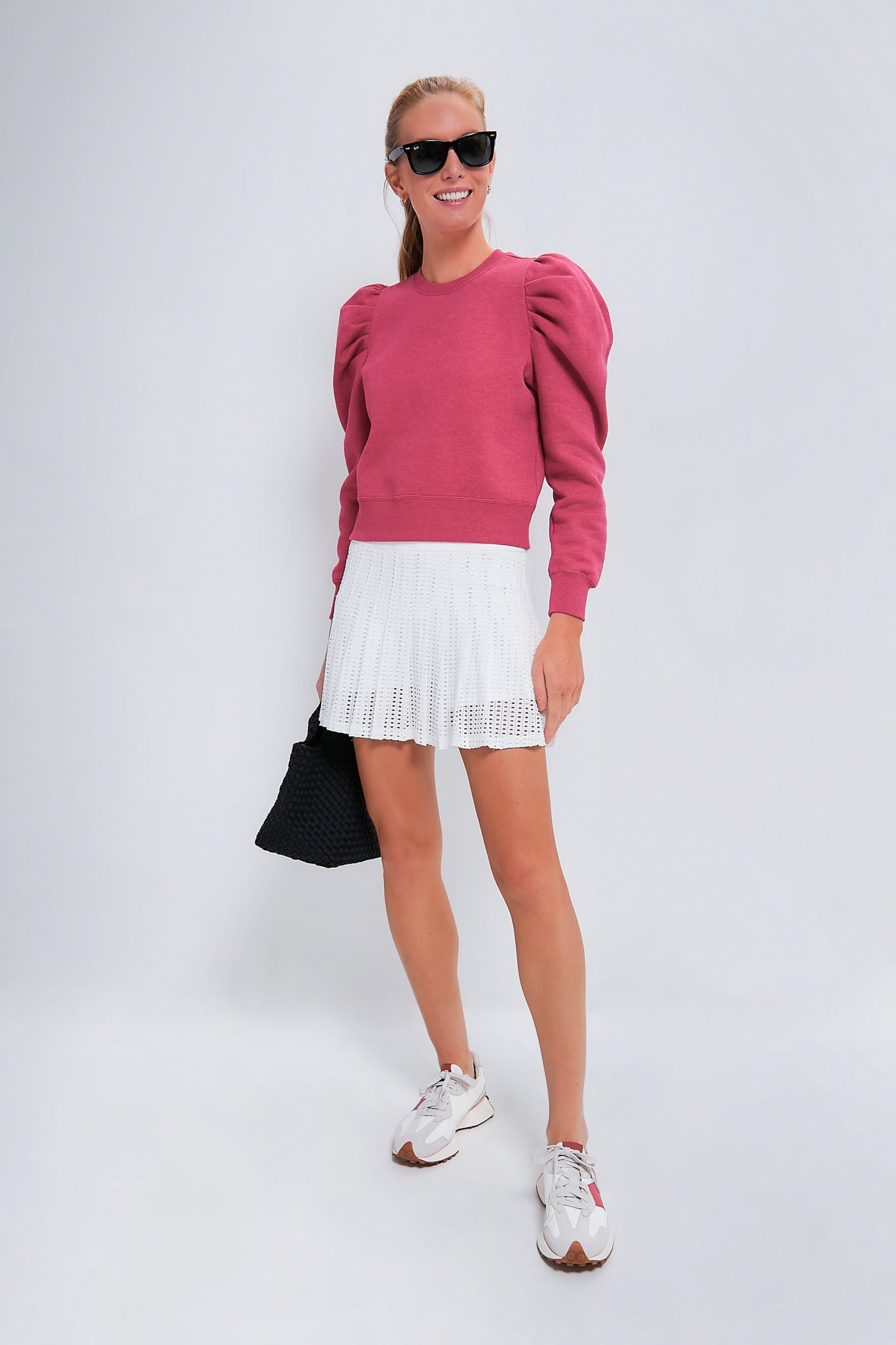 Heathered Pink Puff Sleeve Maisie Pullover-Charming Tale Store