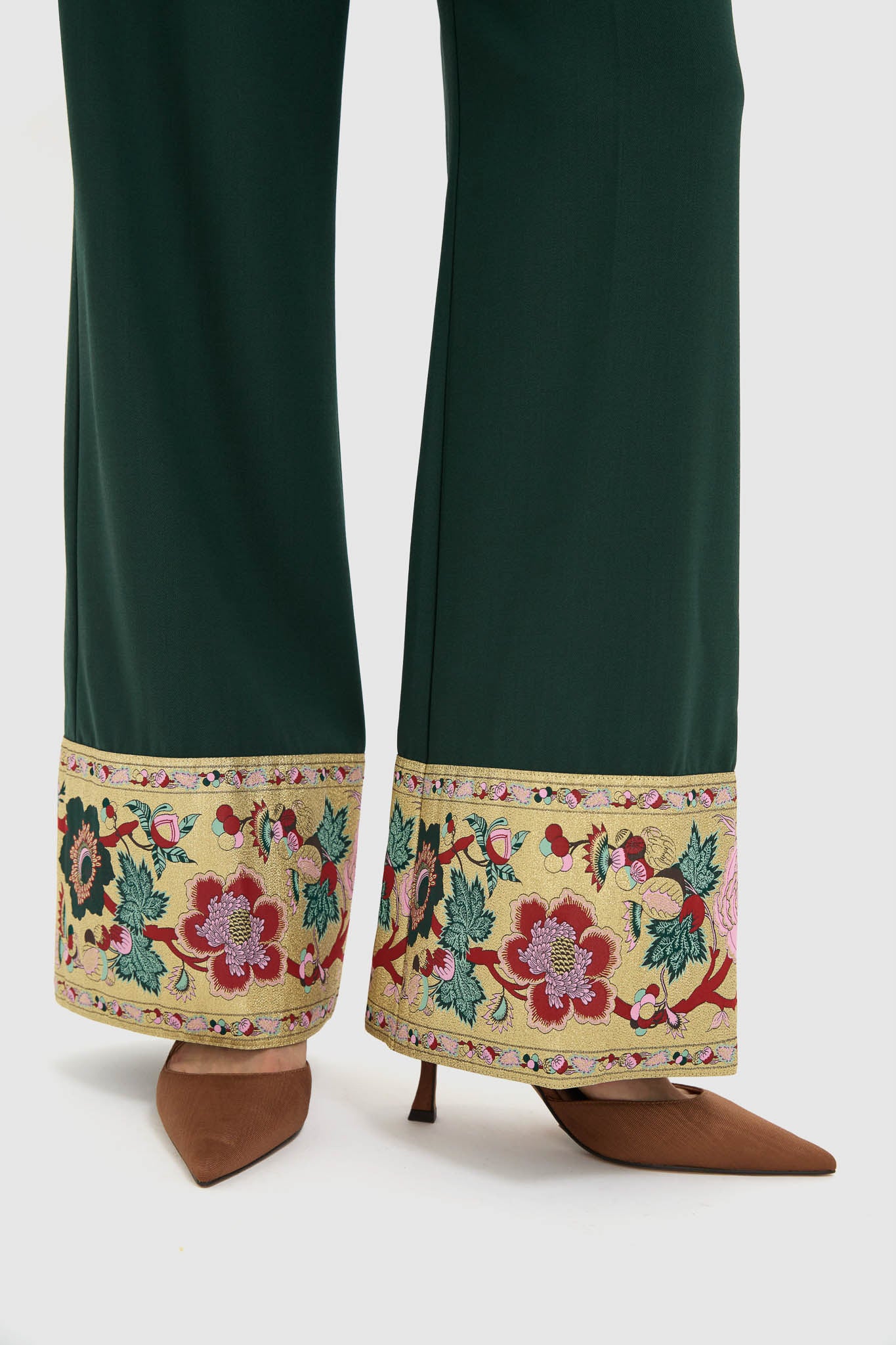Garden Scrollwork Jacquard Cuff Erin Pants-Charming Tale Store