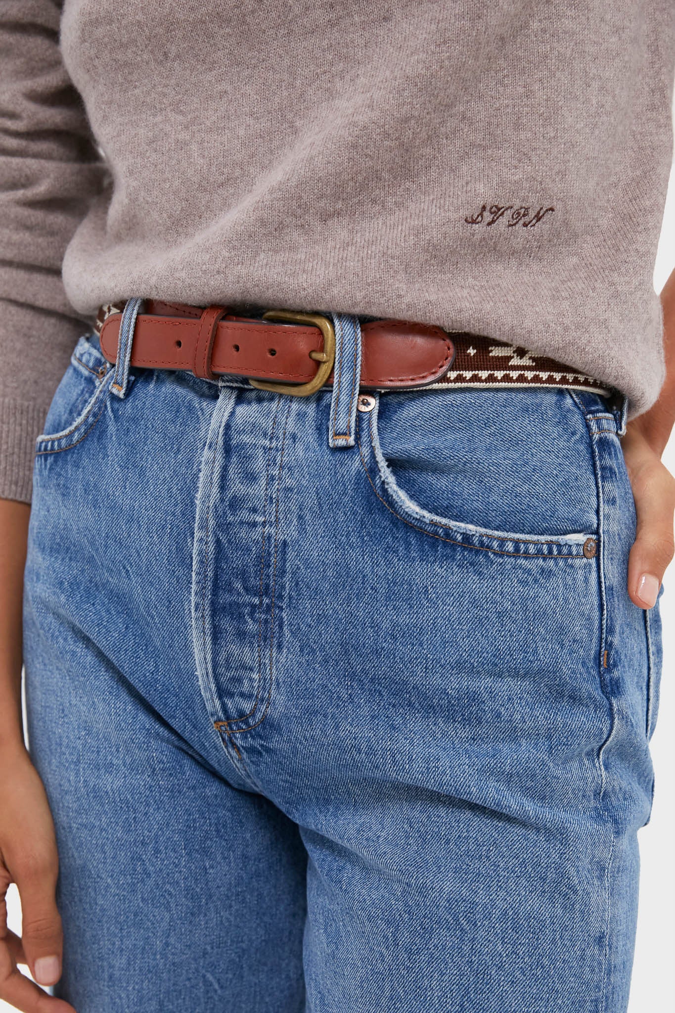 Wheat Cashmere Crewneck Sweater-Charming Tale Store