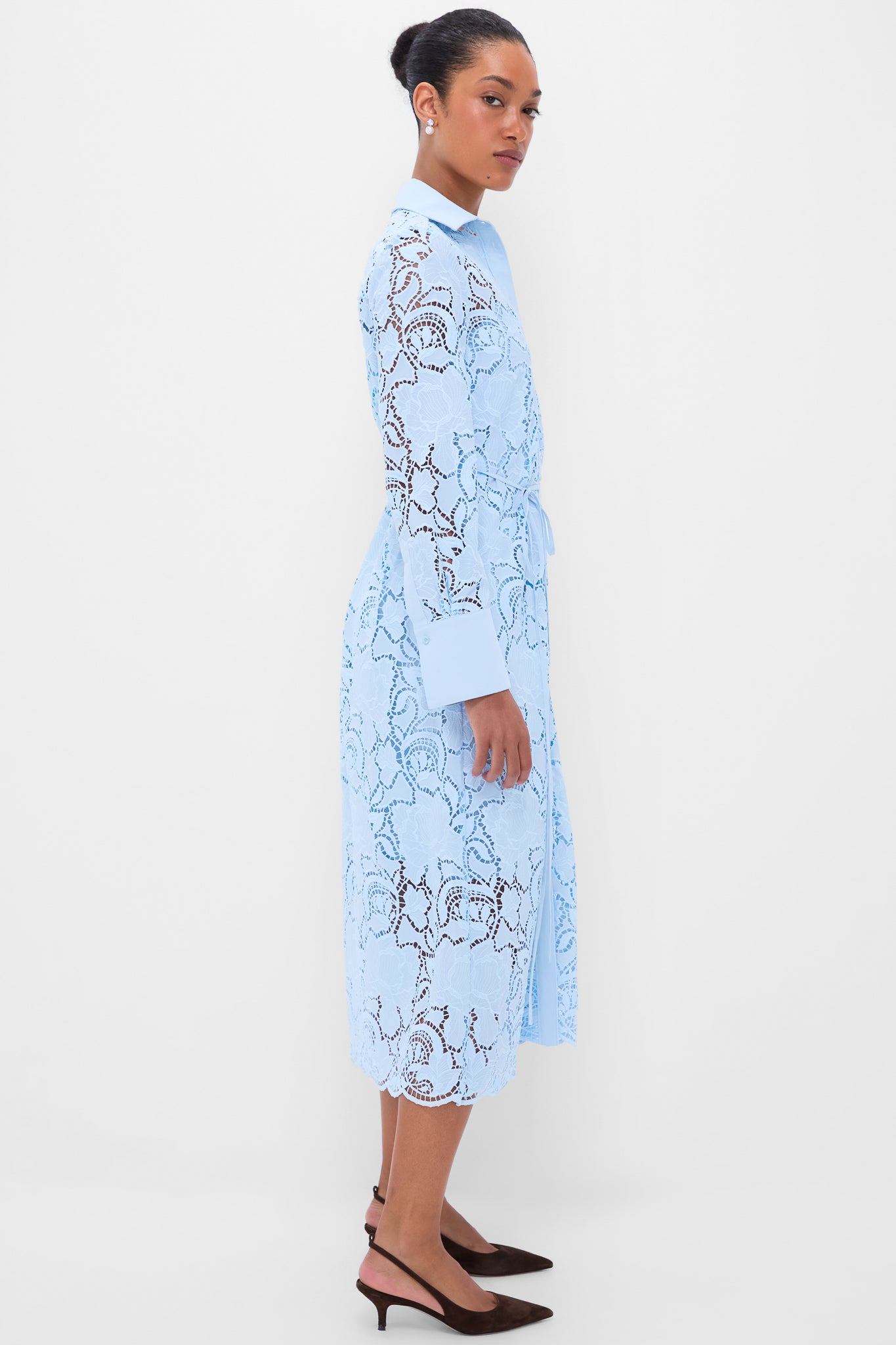 Dream Blue Long Sleeve Shirt Dress-Charming Tale Store