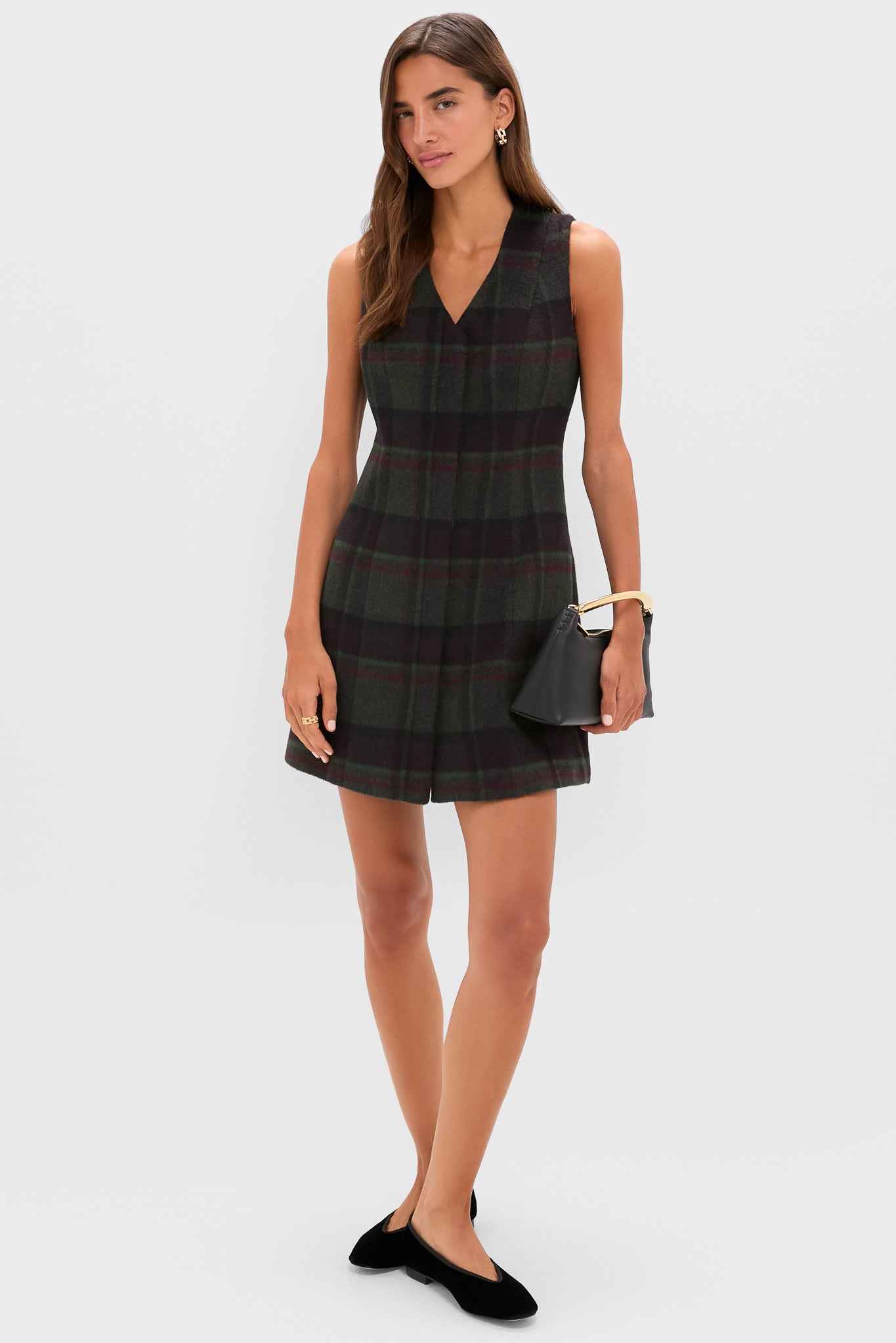 Forest Plaid Wool Mercer Dress-Charming Tale Store