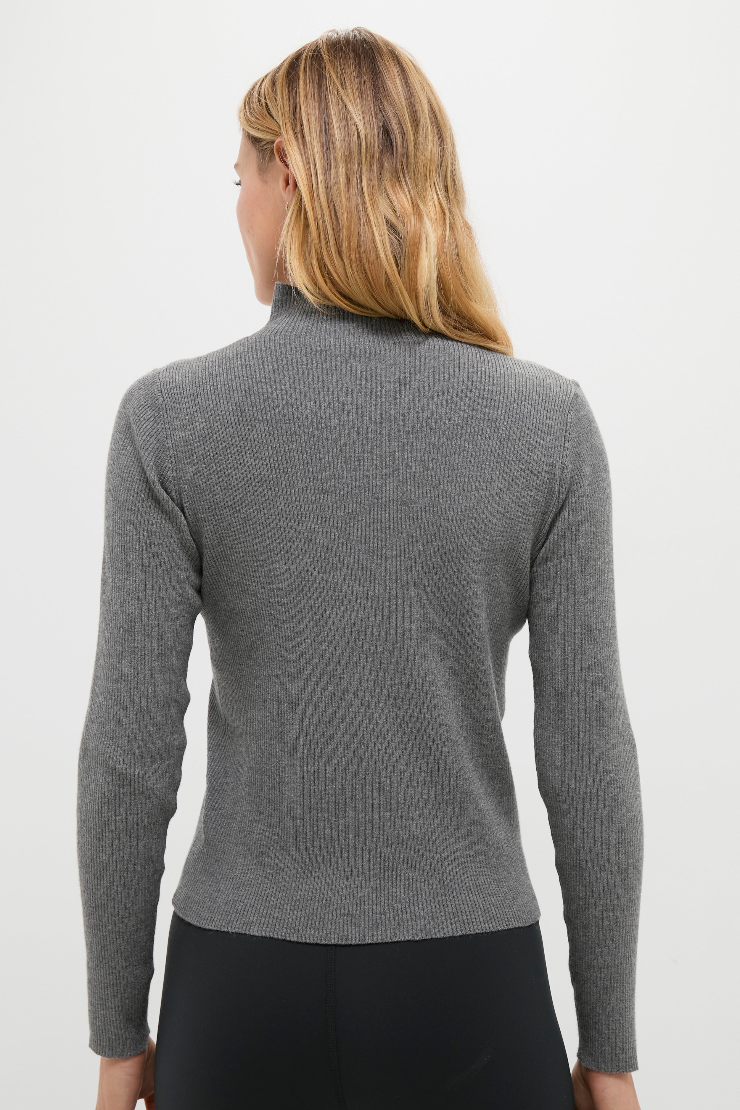 Gray Ribbed Holden Turtleneck-Charming Tale Store