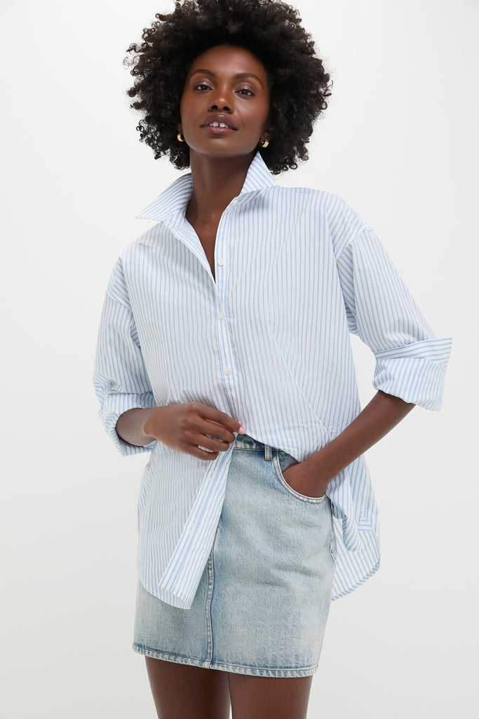 Chambray and White Stripe Wexler Button Down-Charming Tale Store
