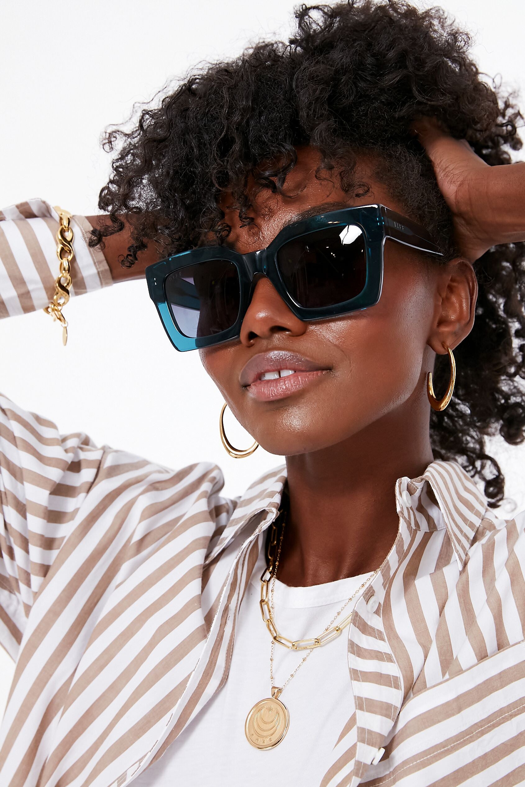 Deep Aqua Blue Gradient Dani Sunglasses-Charming Tale Store