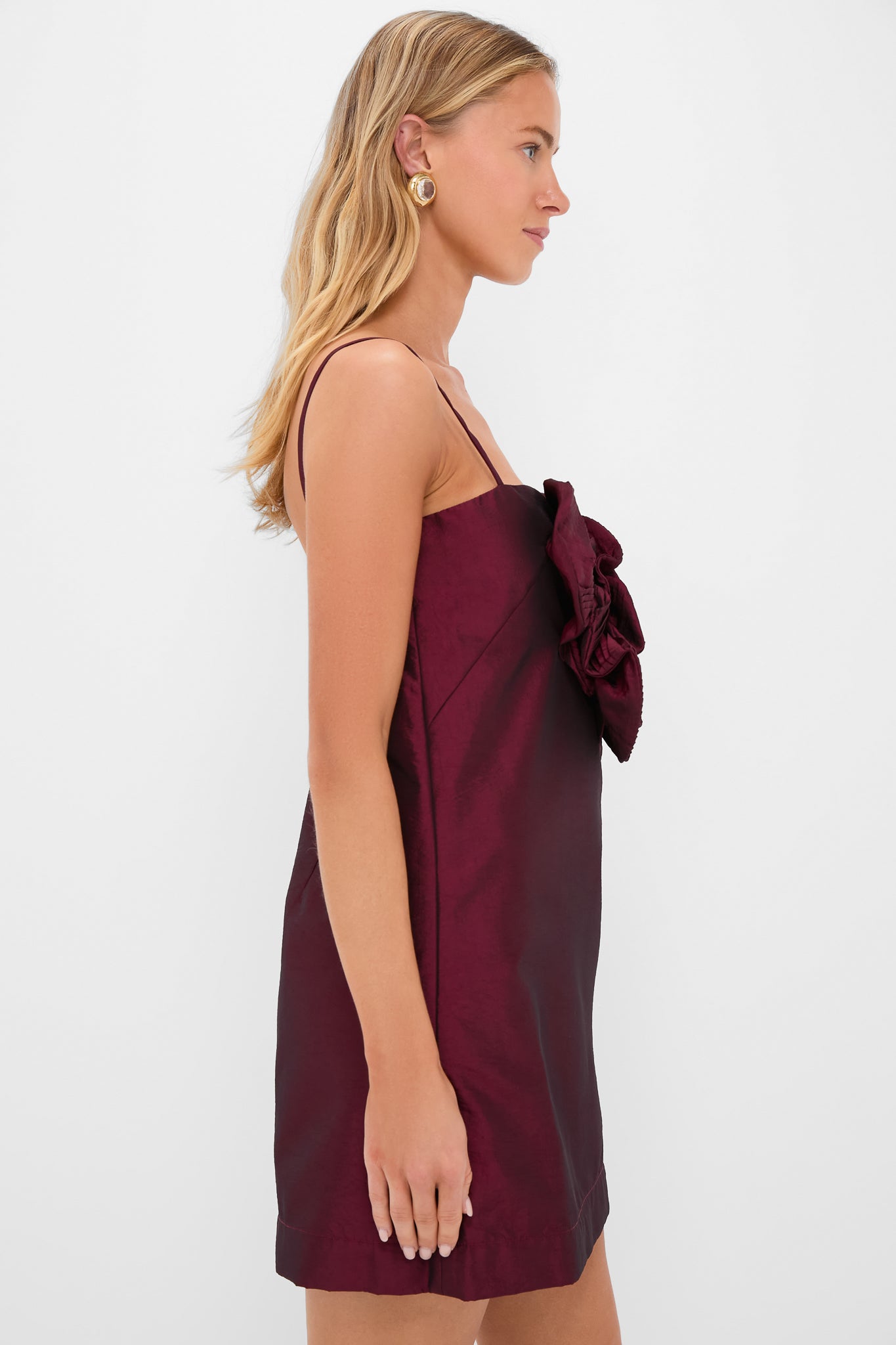 Burgundy Noche de Ti Embellished Mini Dress-Charming Tale Store