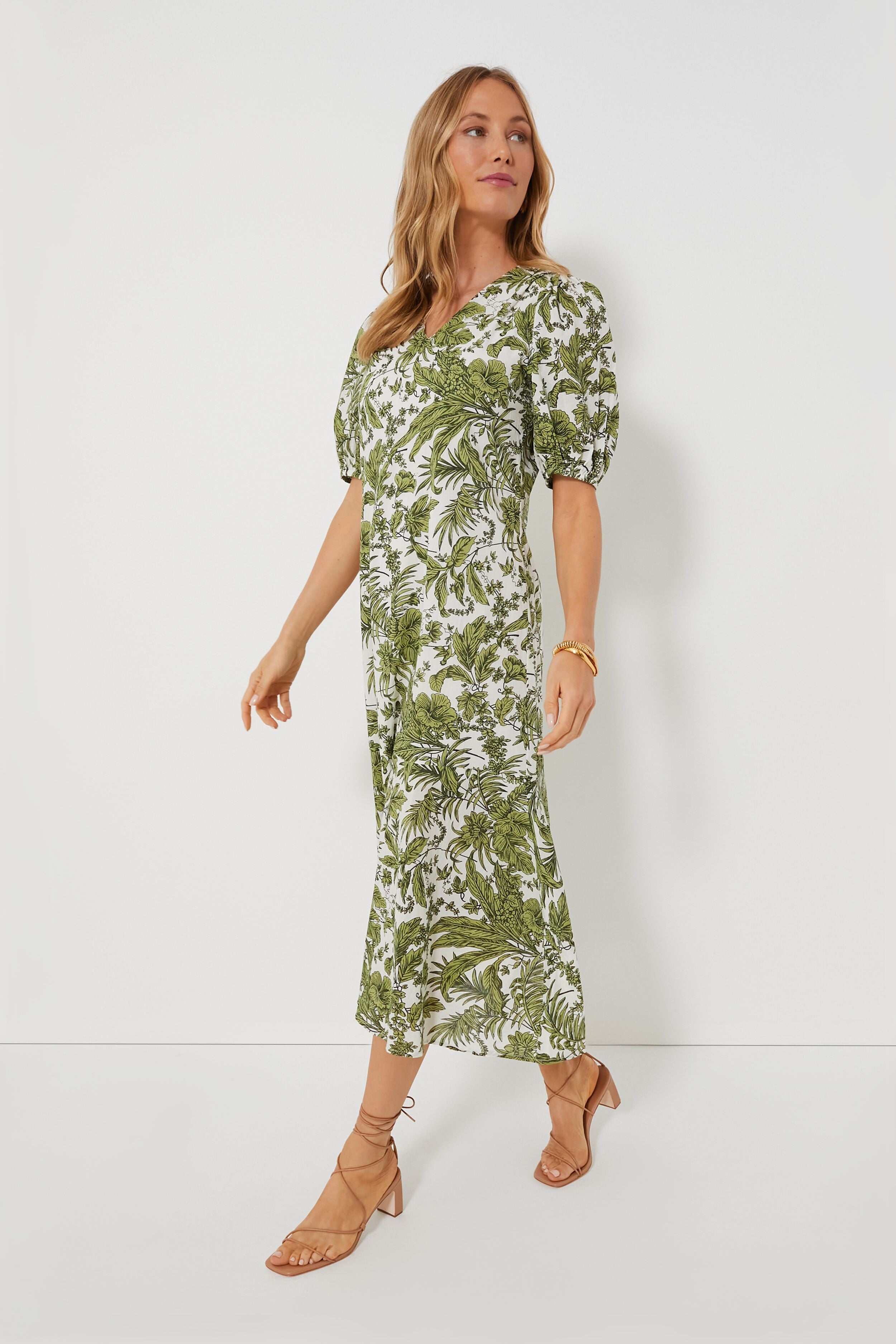 Green Leaf Myers Midi Dress-Charming Tale Store