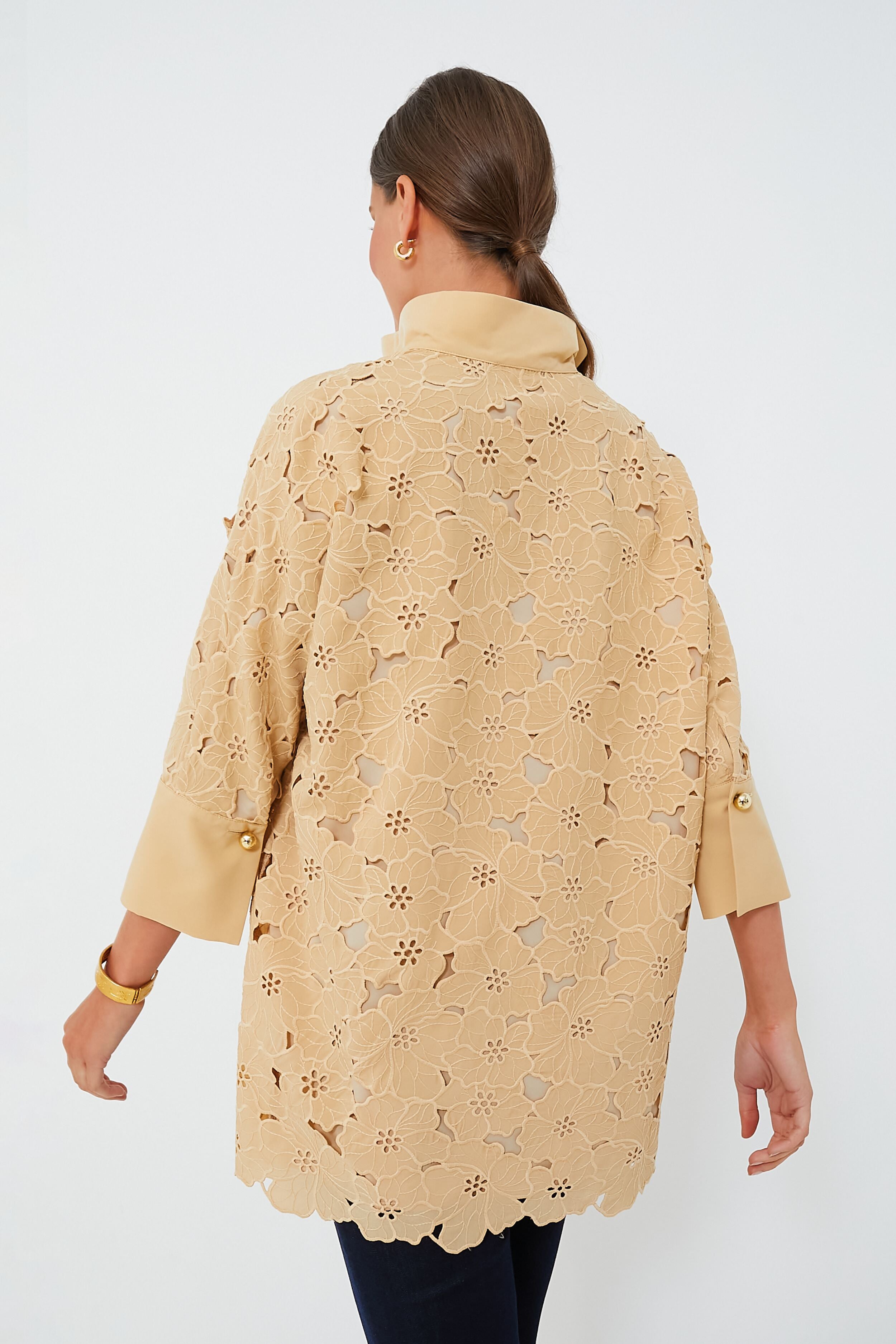 Tan Lace Willow Blouse-Charming Tale Store