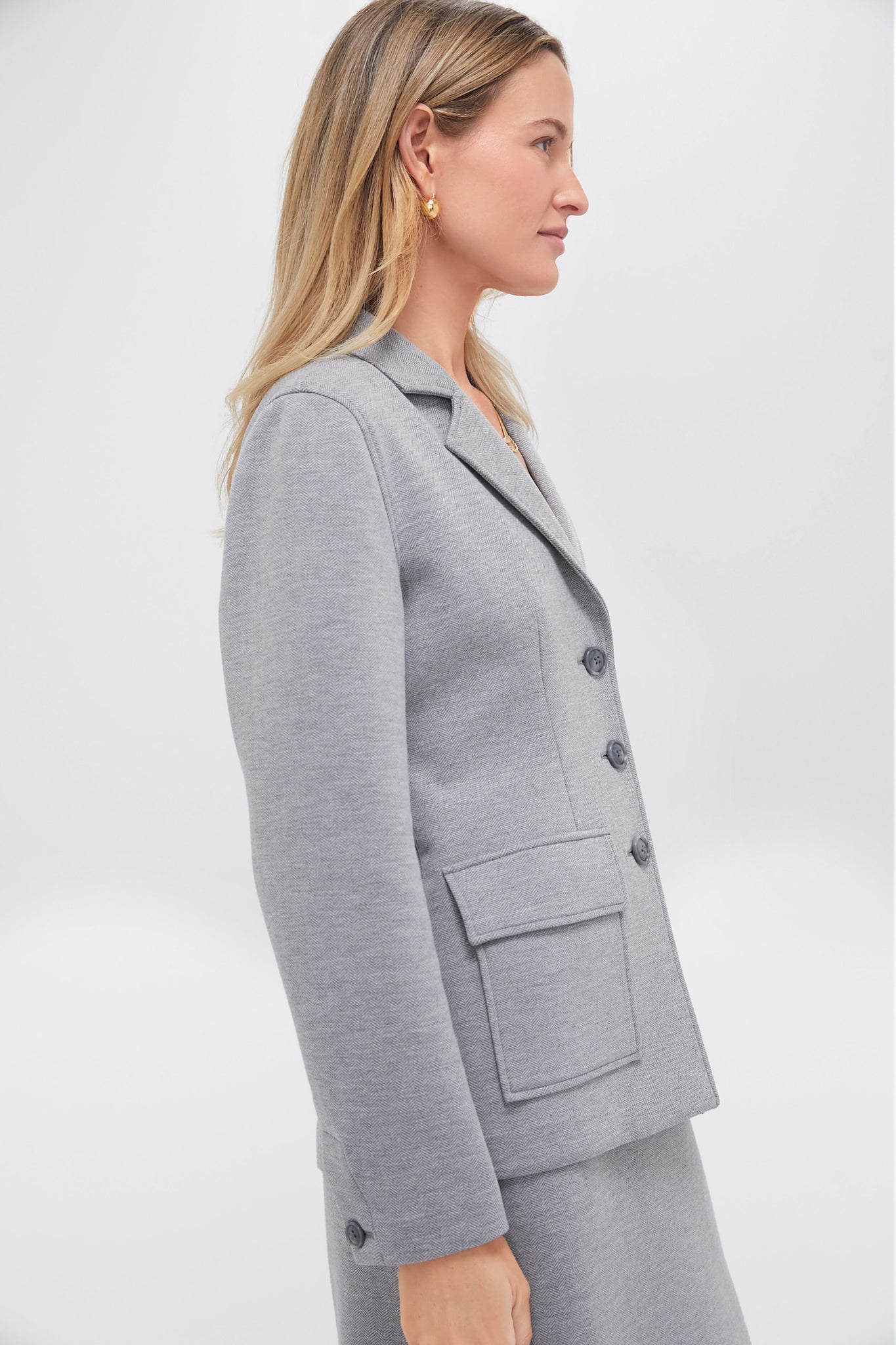 Gray Herringbone Jeanne Travel Blazer-Charming Tale Store