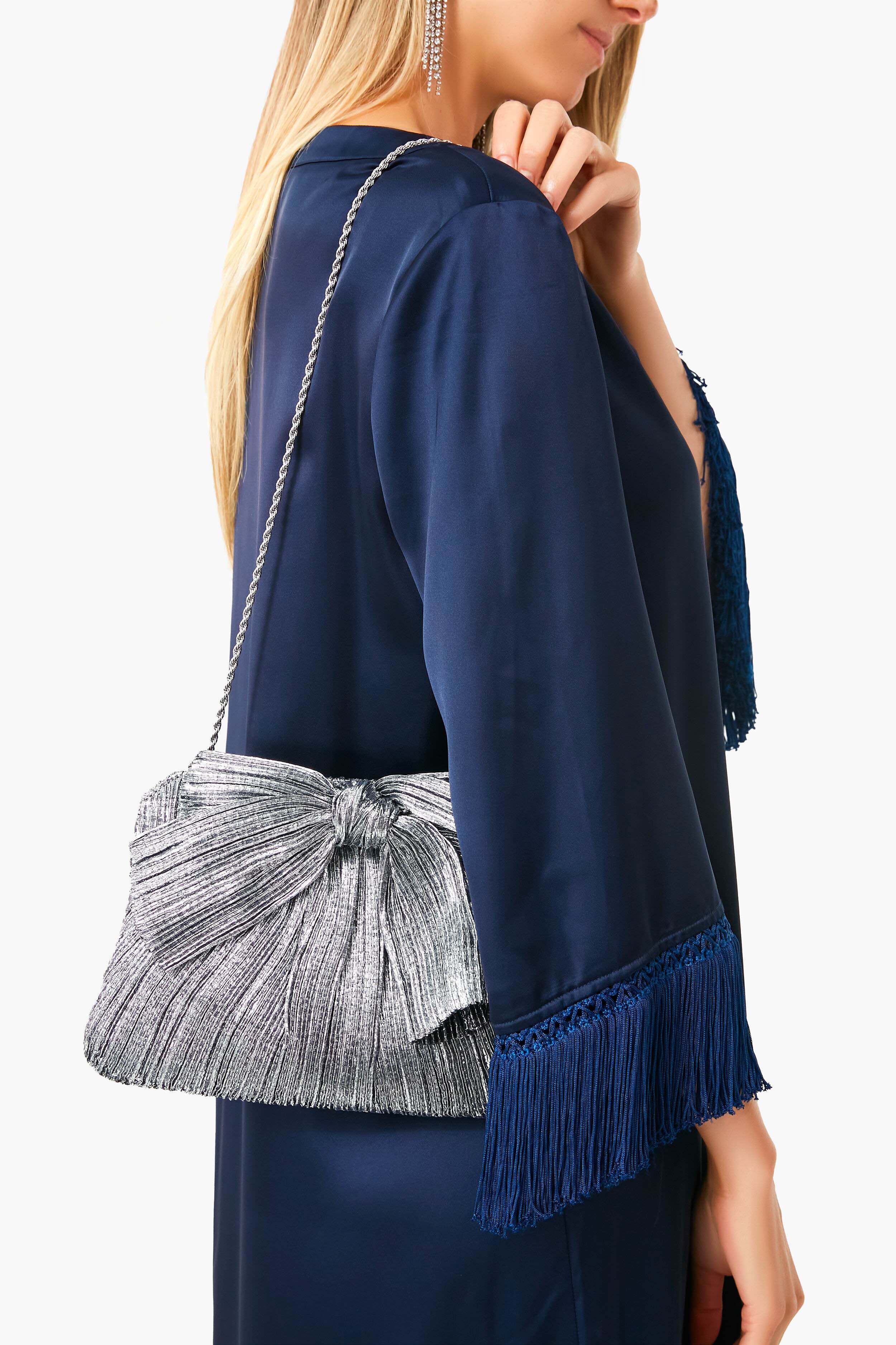 Dark Silver Lame Rayne Clutch-Charming Tale Store