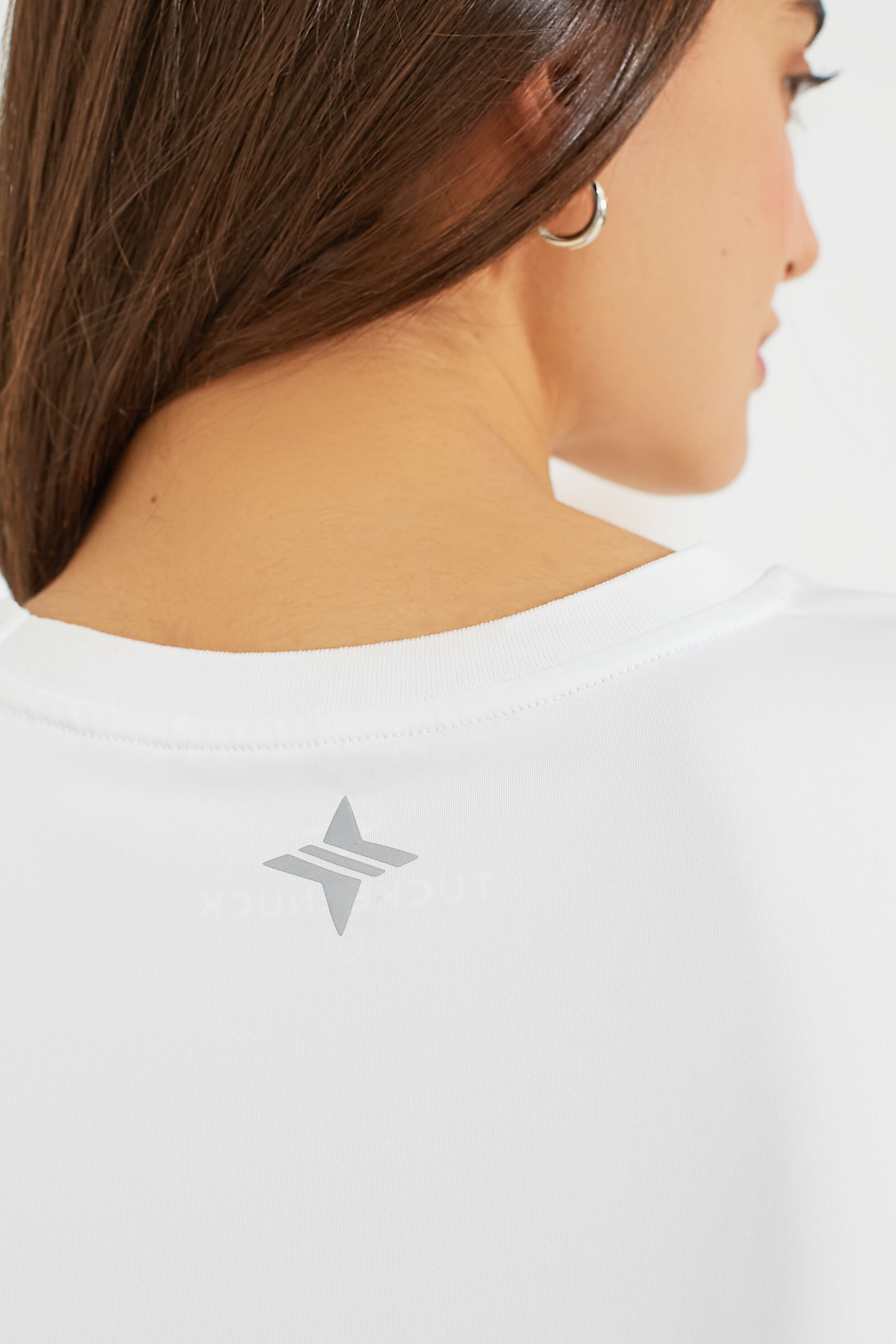 White Cropped Performance Jersey Ryan Boyfriend Tee-Charming Tale Store