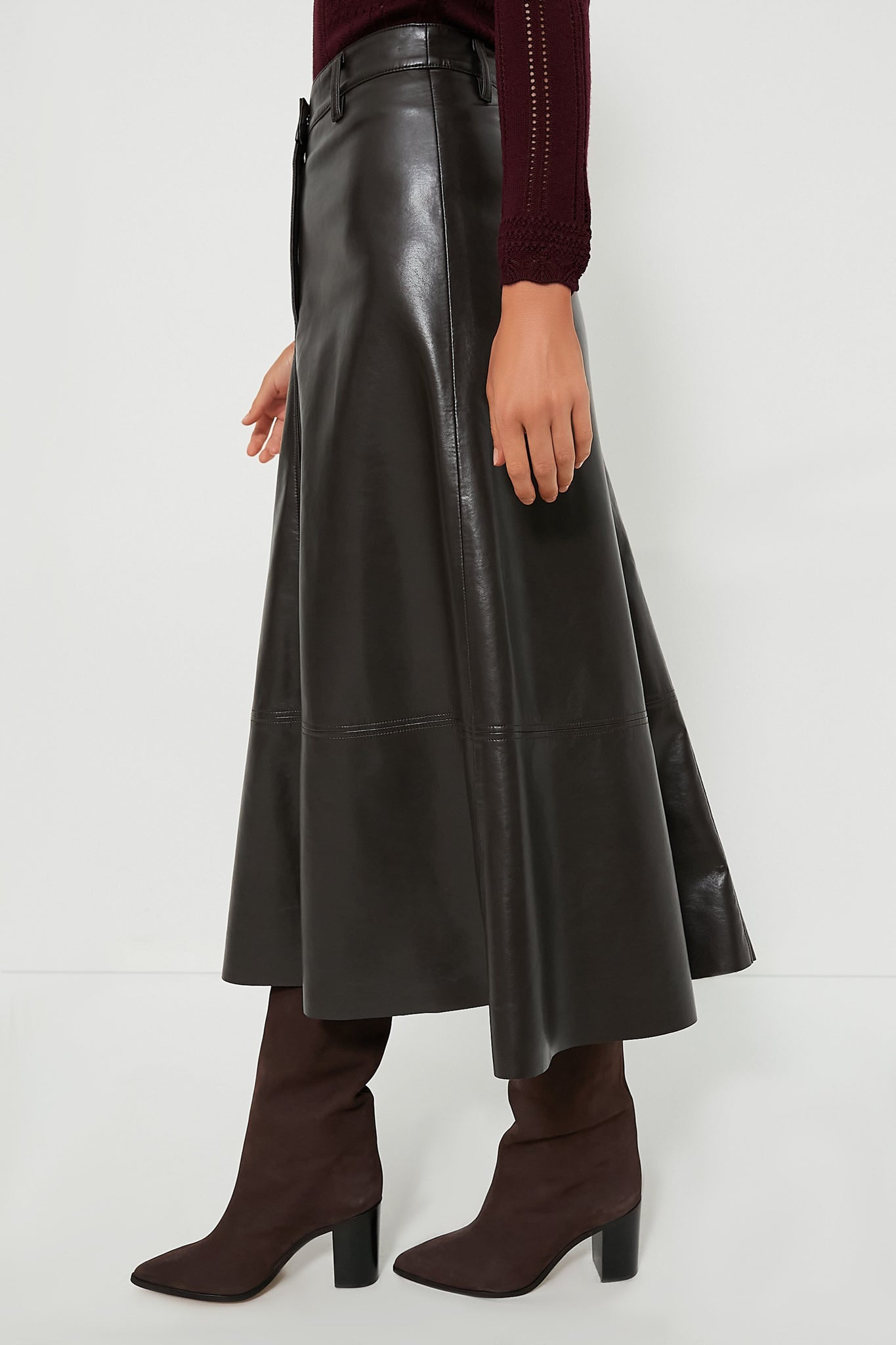 Chocolate Cassia Leather Skirt-Charming Tale Store