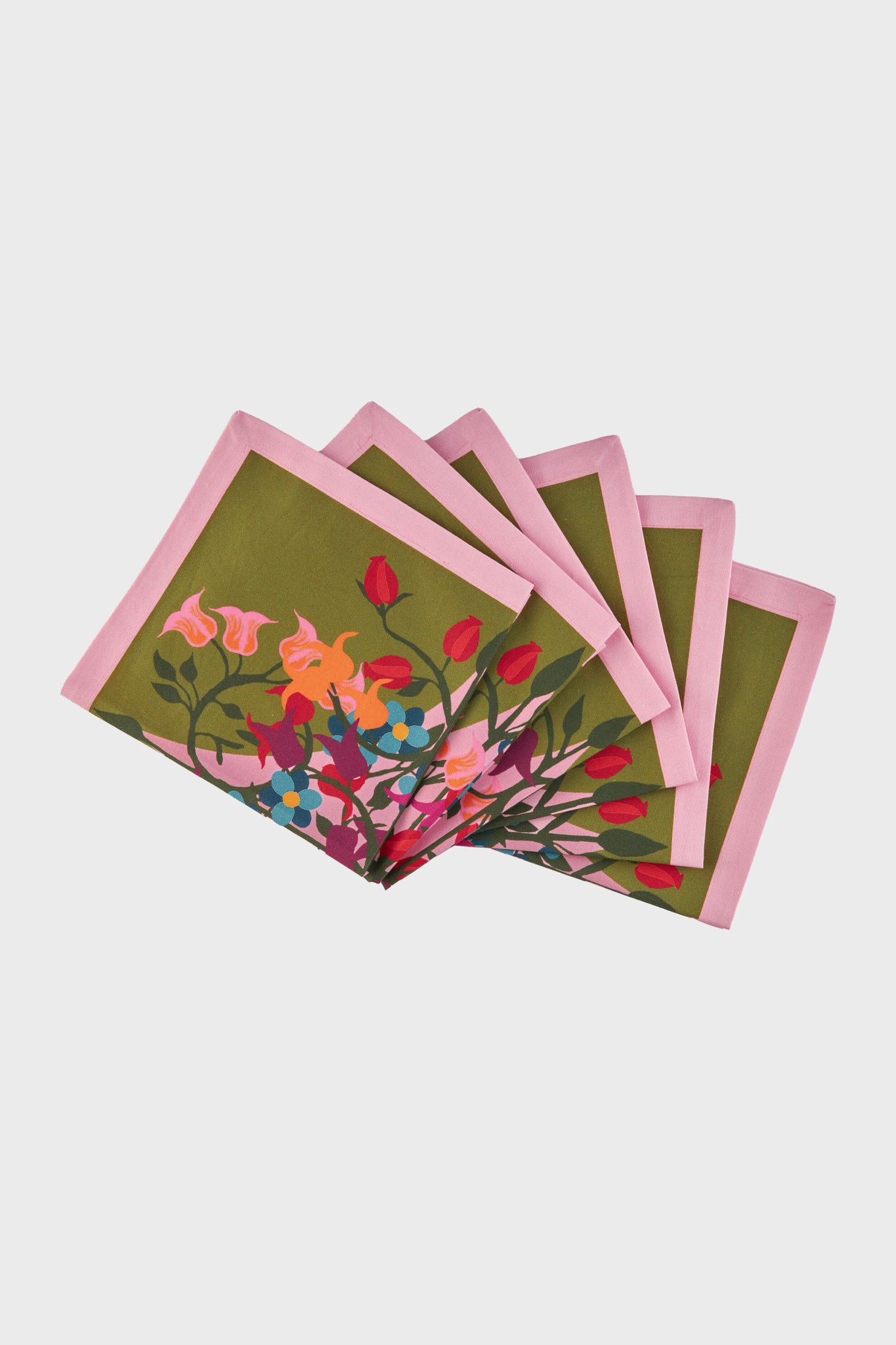 Blumen Green Napkins (Set of 6)-Charming Tale Store