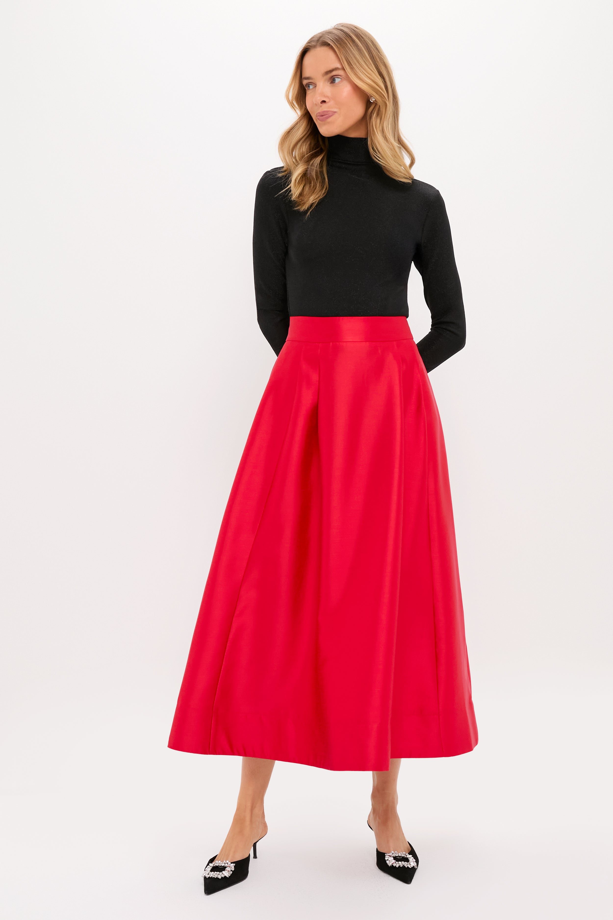 Red Dupioni Kendall Skirt-Charming Tale Store