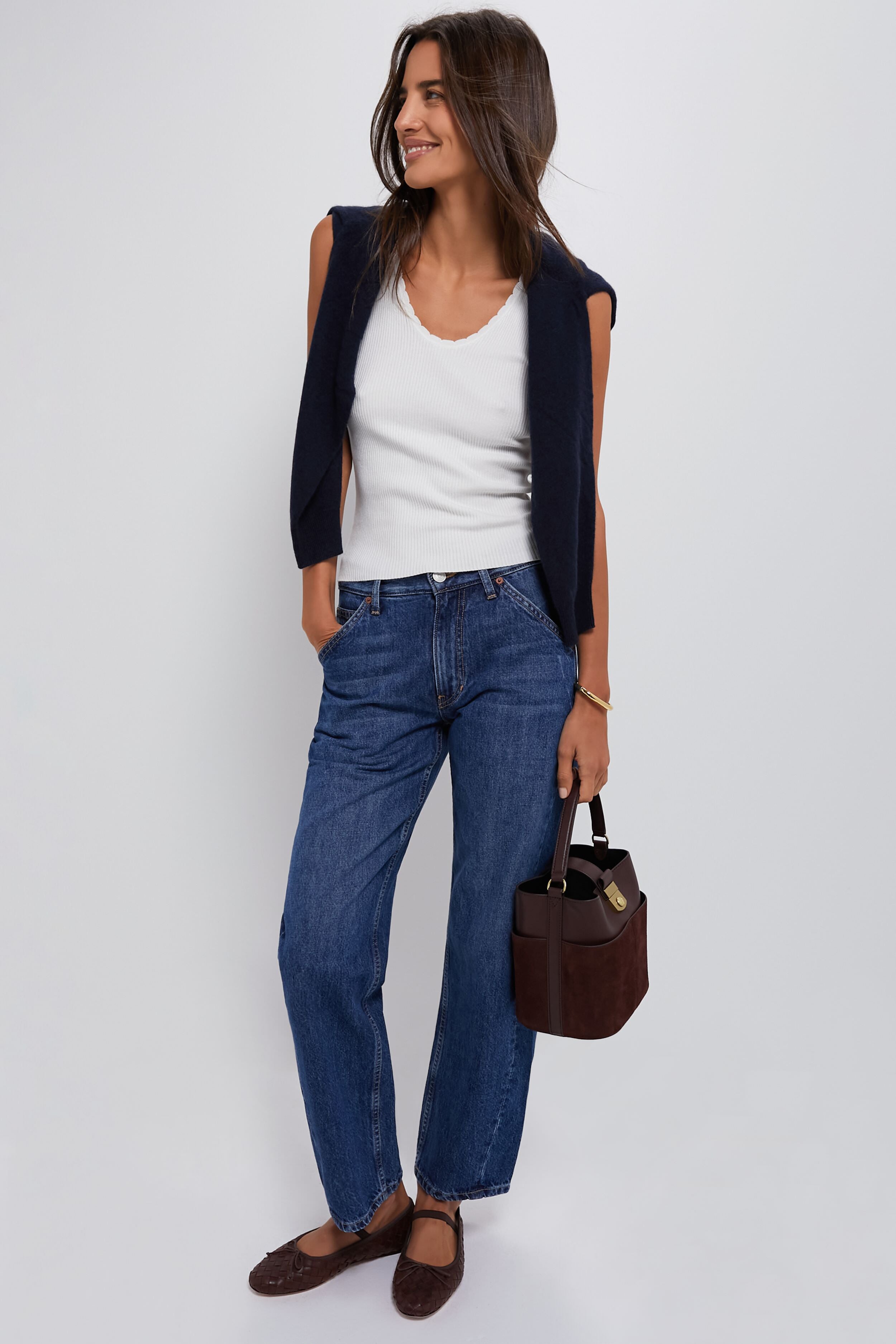 White Scalloped Rib Heidi Knit Tank-Charming Tale Store