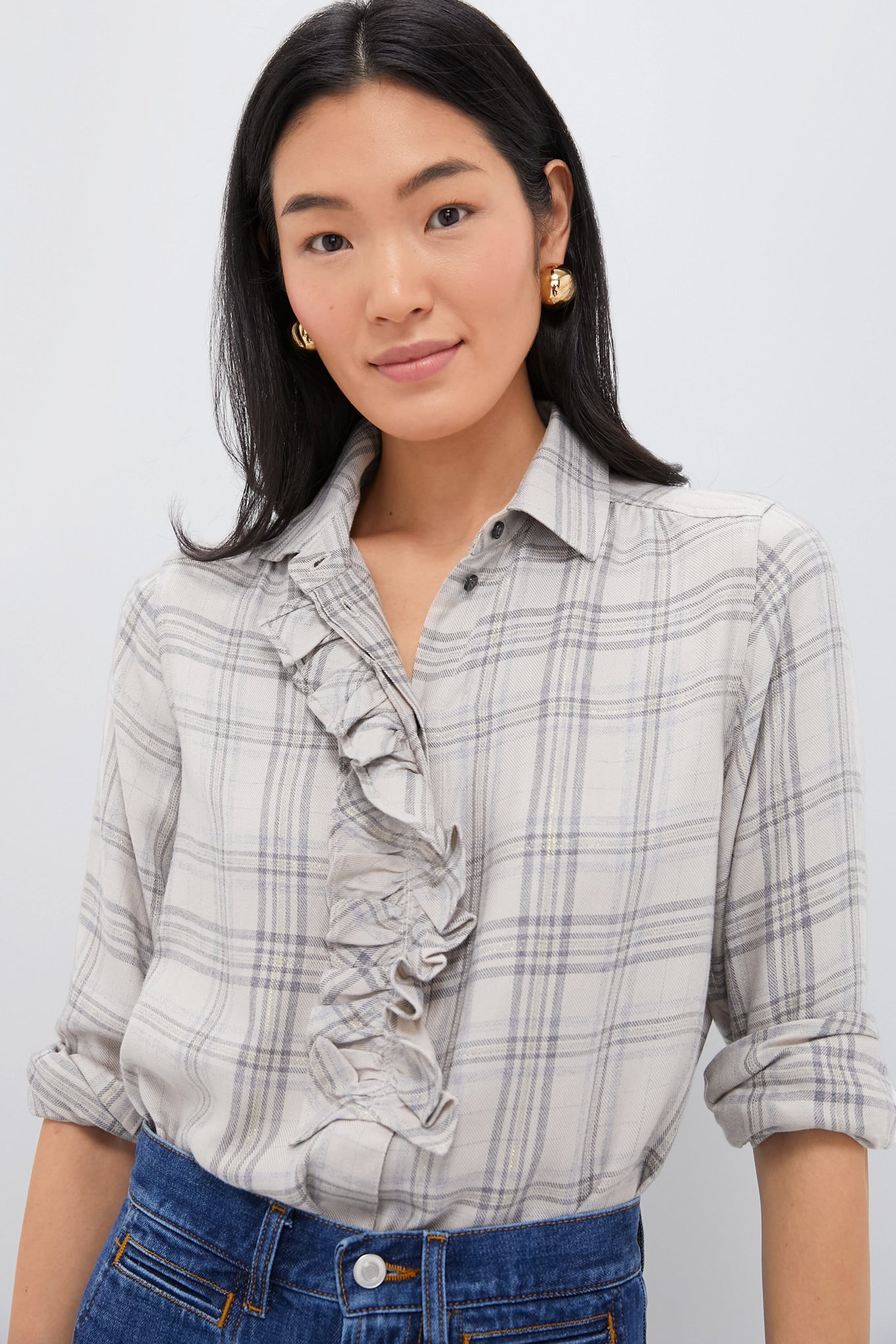 Tan Plaid Beaufort Button Down-Charming Tale Store