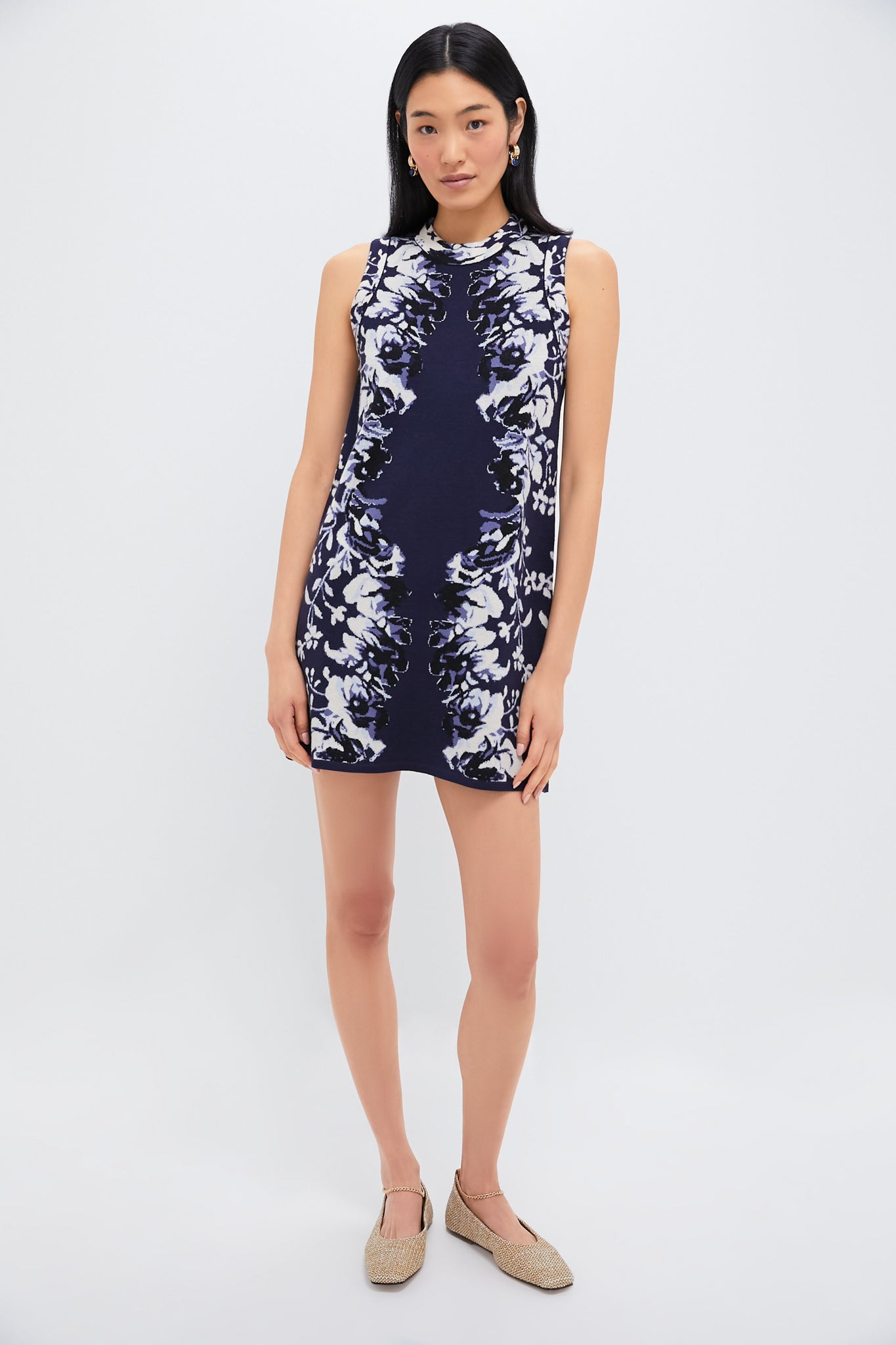 Indigo Reflection Knit Jacquard Marie Dress-Charming Tale Store