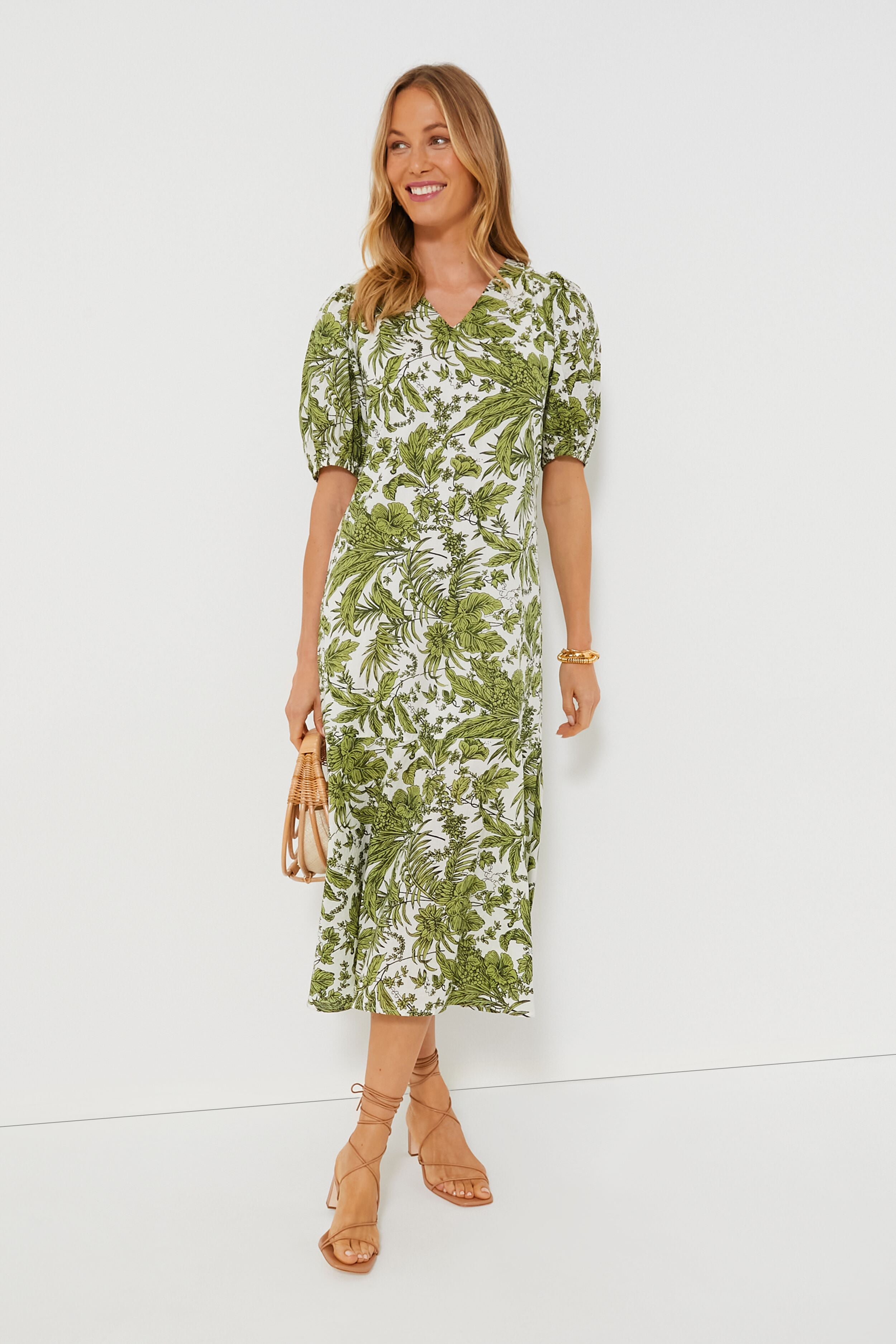 Green Leaf Myers Midi Dress-Charming Tale Store