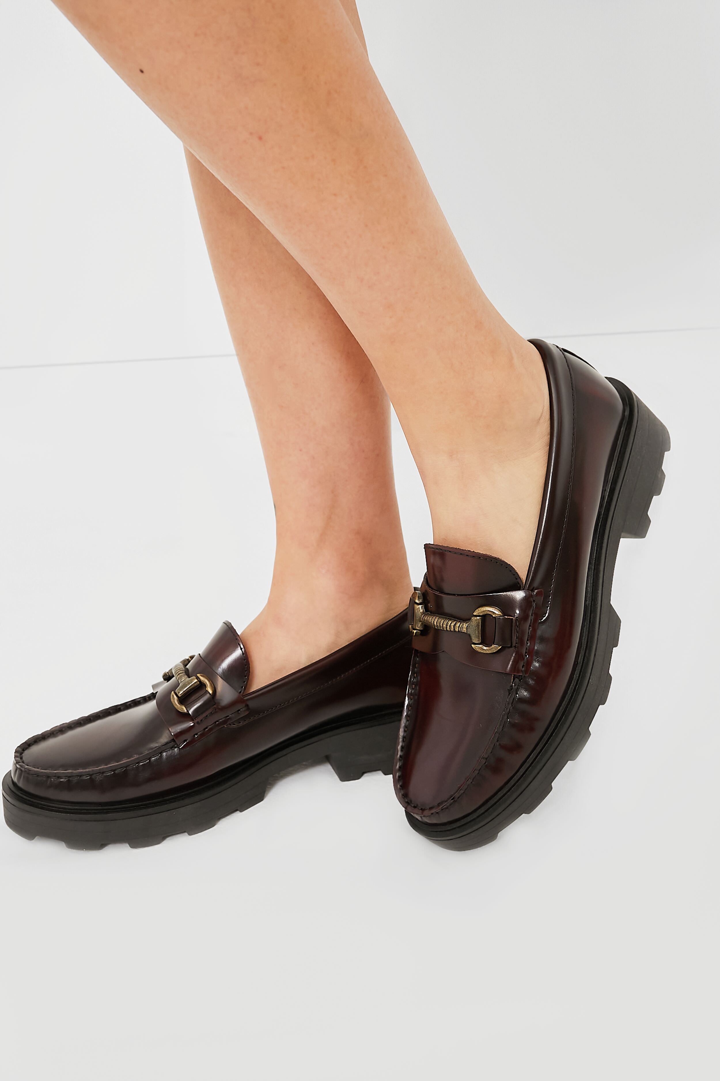 Bordeaux Idler Horsebit Tread Loafers-Charming Tale Store