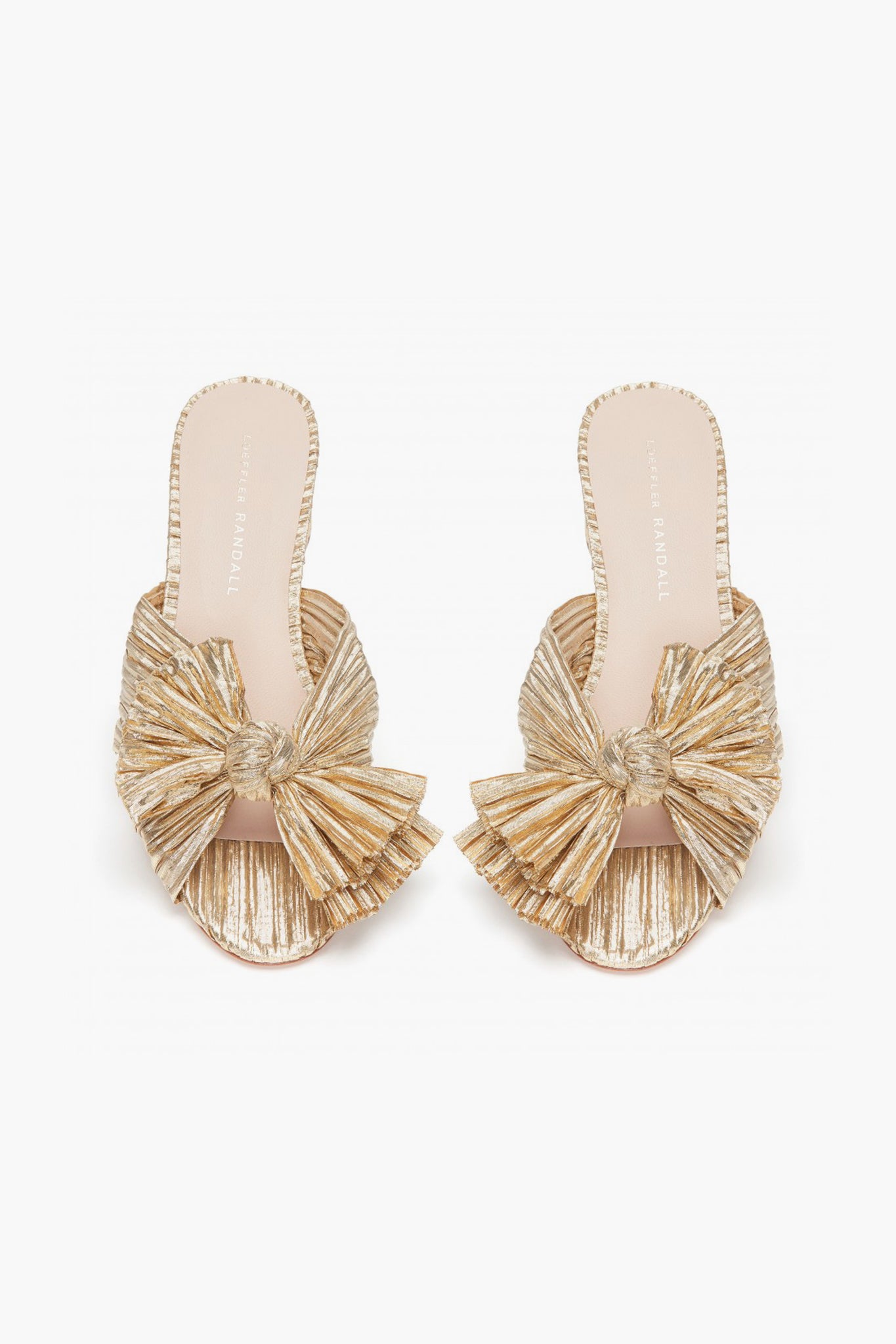 Gold Emilia Pleated Knot Mules-Charming Tale Store