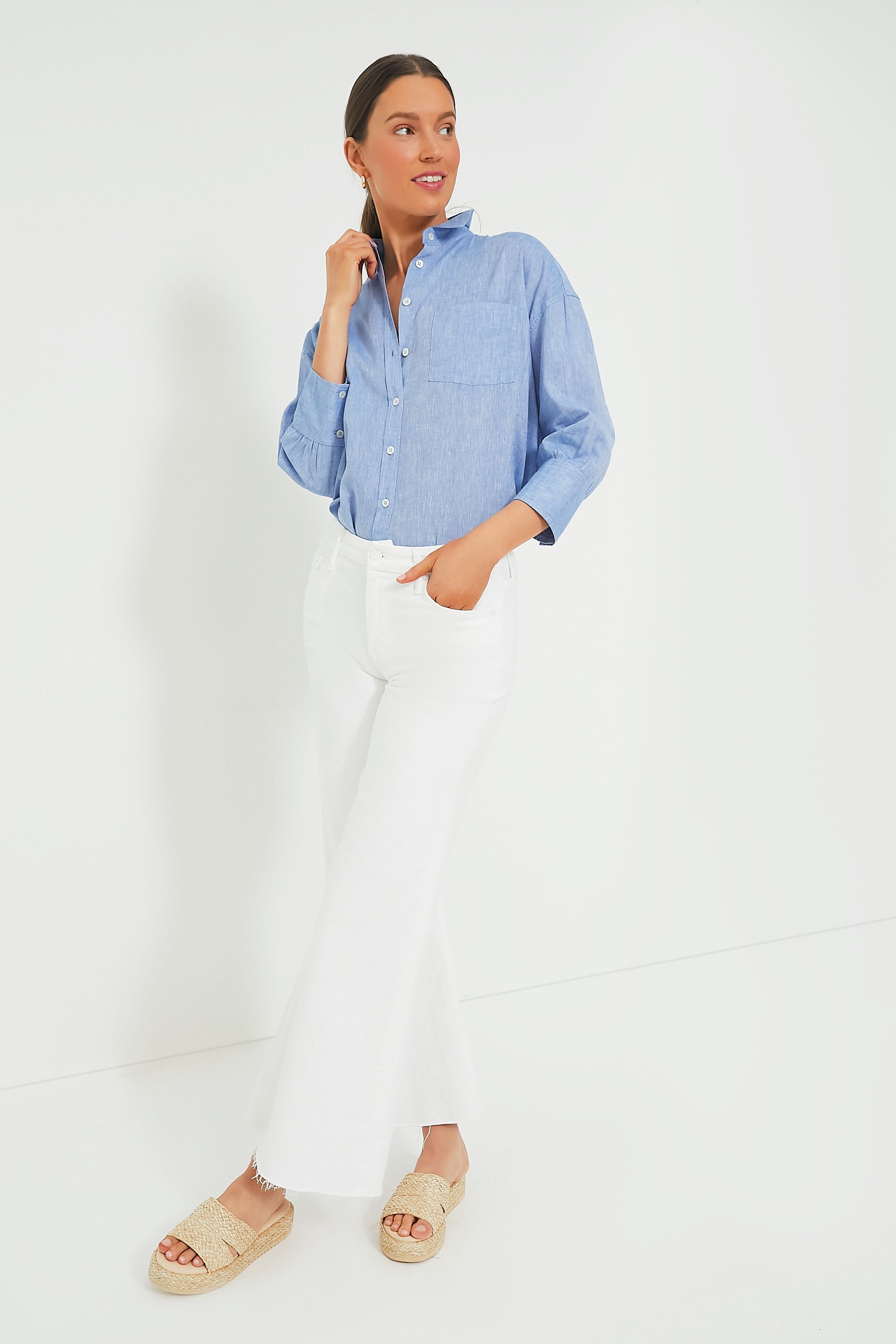 Chambray Adair Boyfriend Shirt-Charming Tale Store