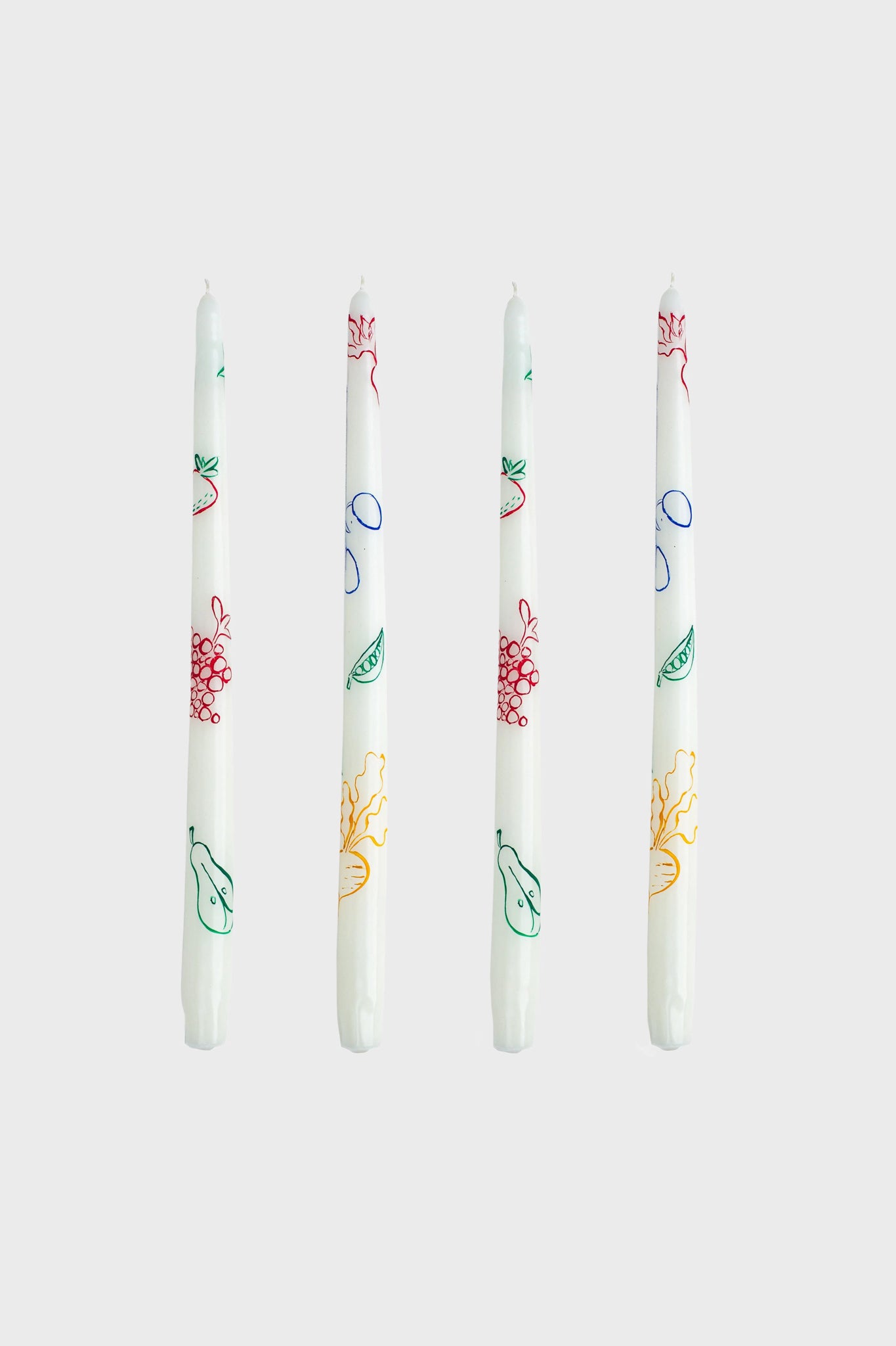 Fruits & Veggies Hand-Painted Taper Candles (Set of 4)-Charming Tale Store