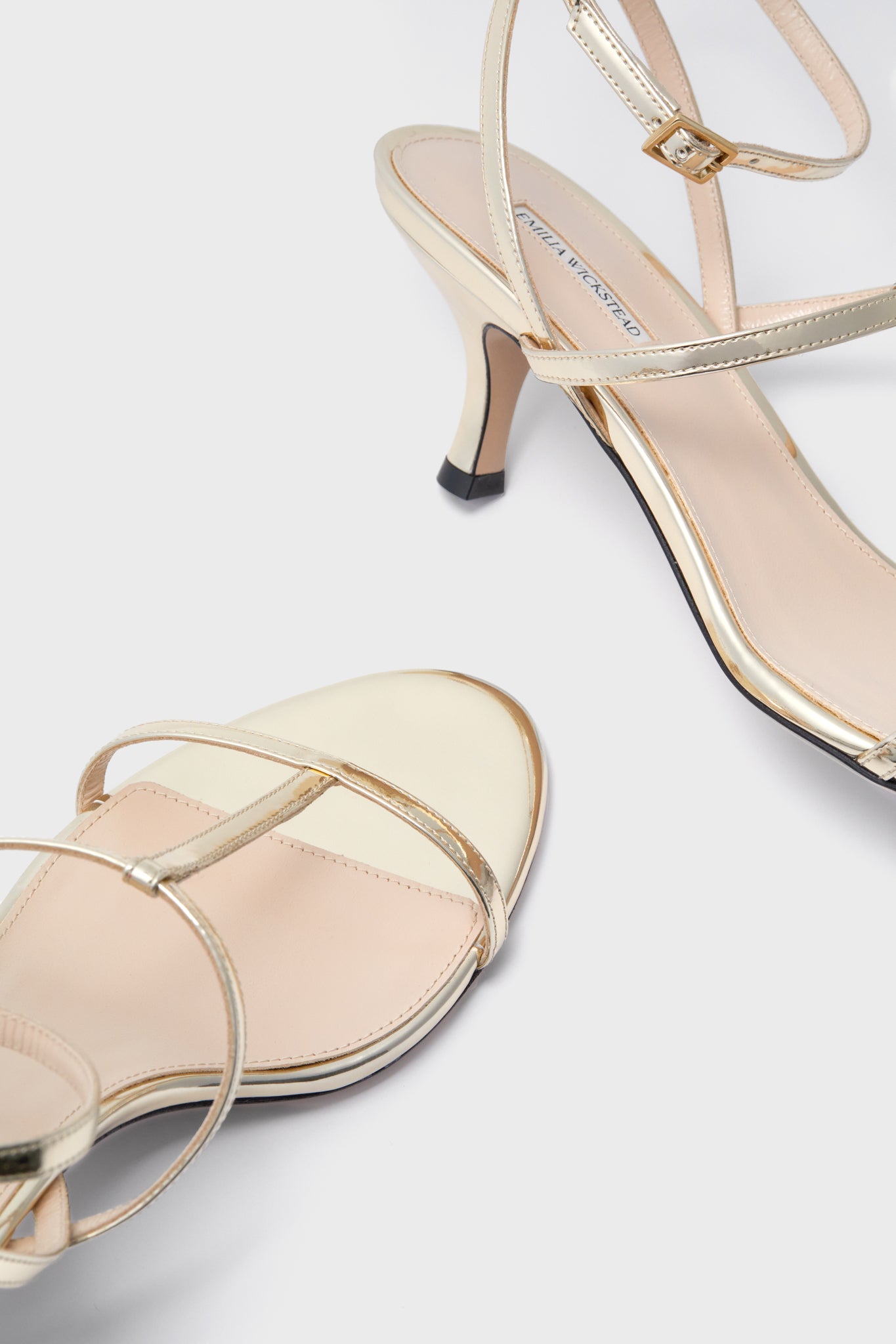 Gold Novie Metallic Patent Kitten Heels-Charming Tale Store