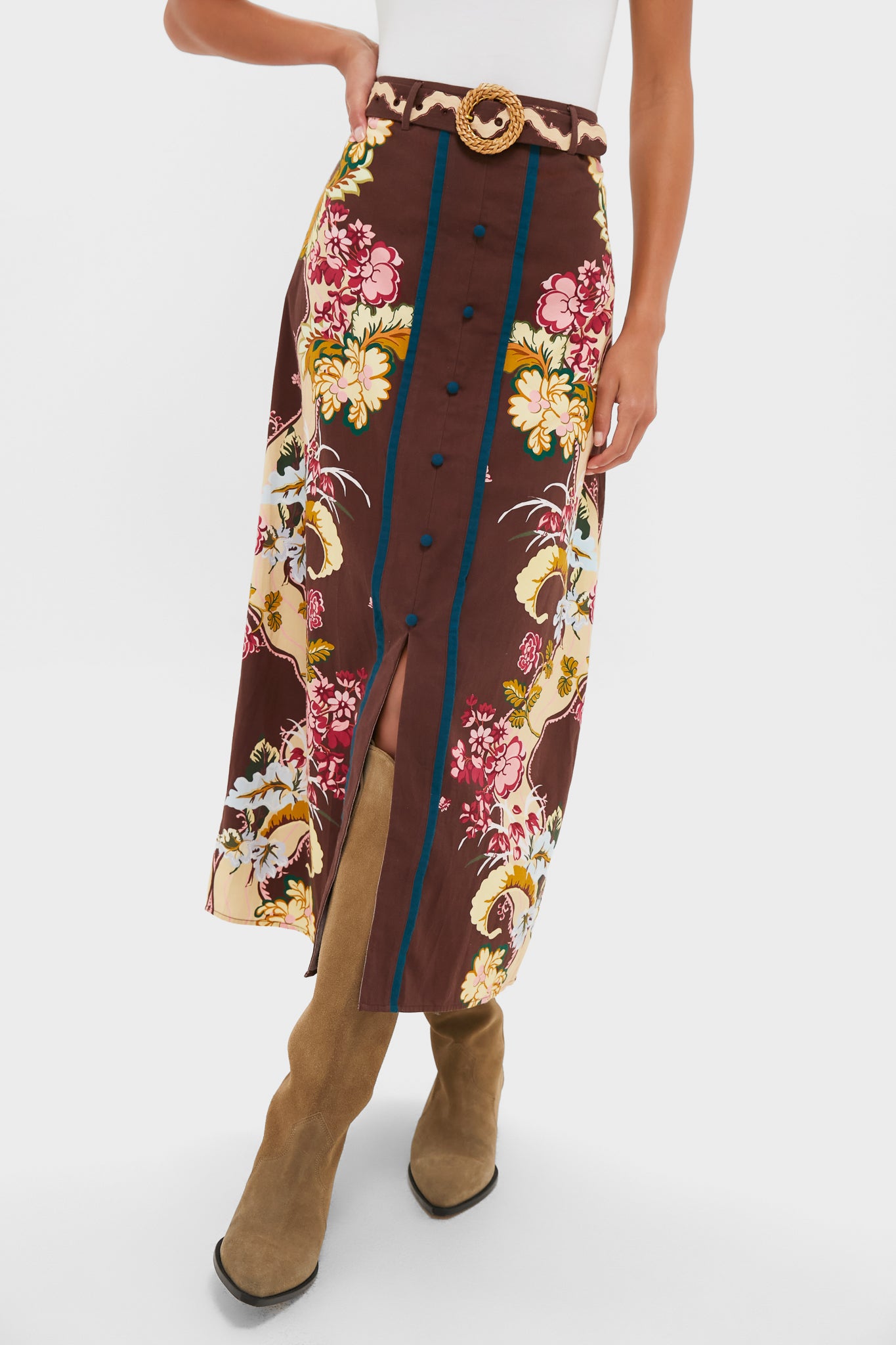 Chocolate Floral Portia Skirt-Charming Tale Store