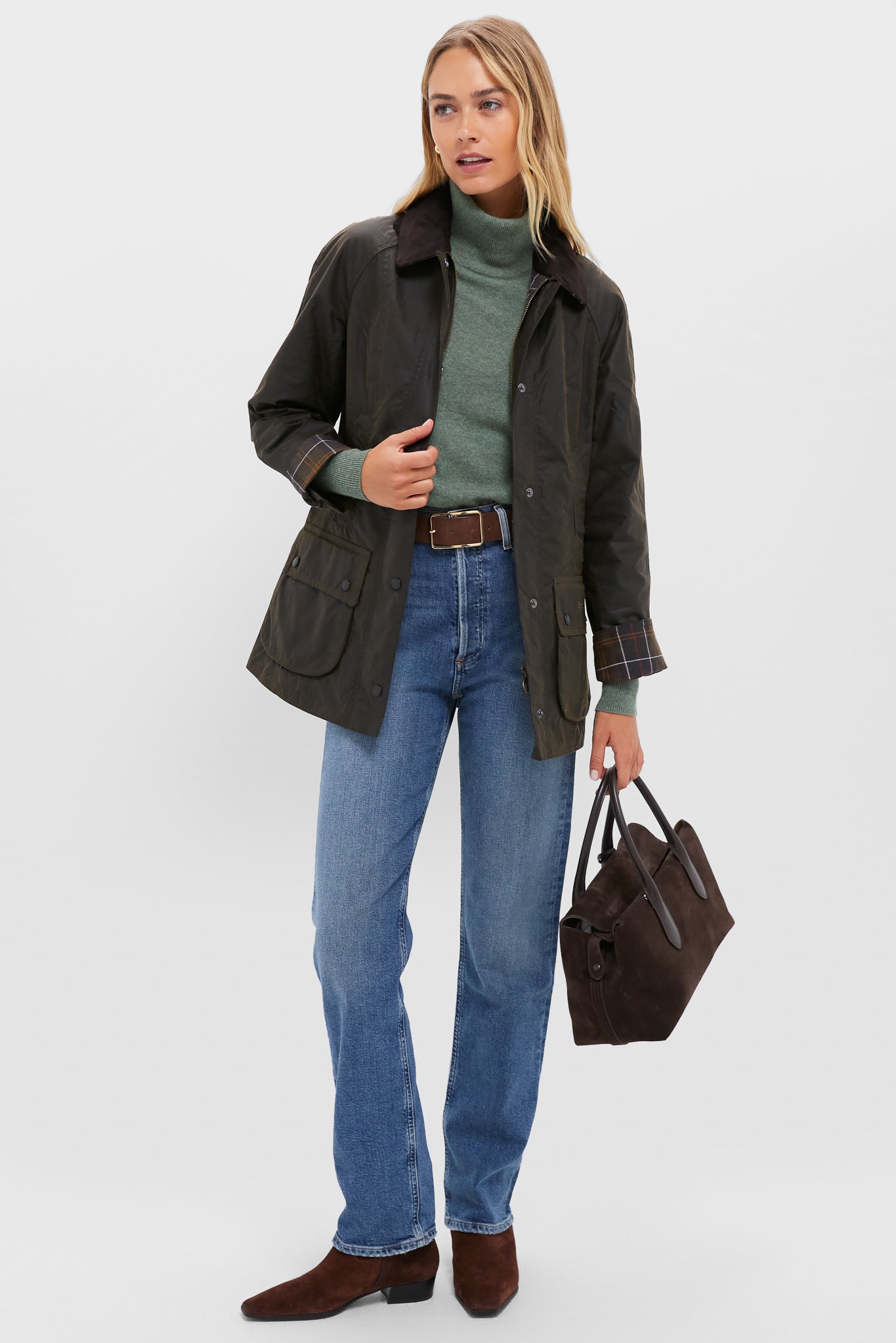 Classic Olive Beadnell Wax Jacket-Charming Tale Store