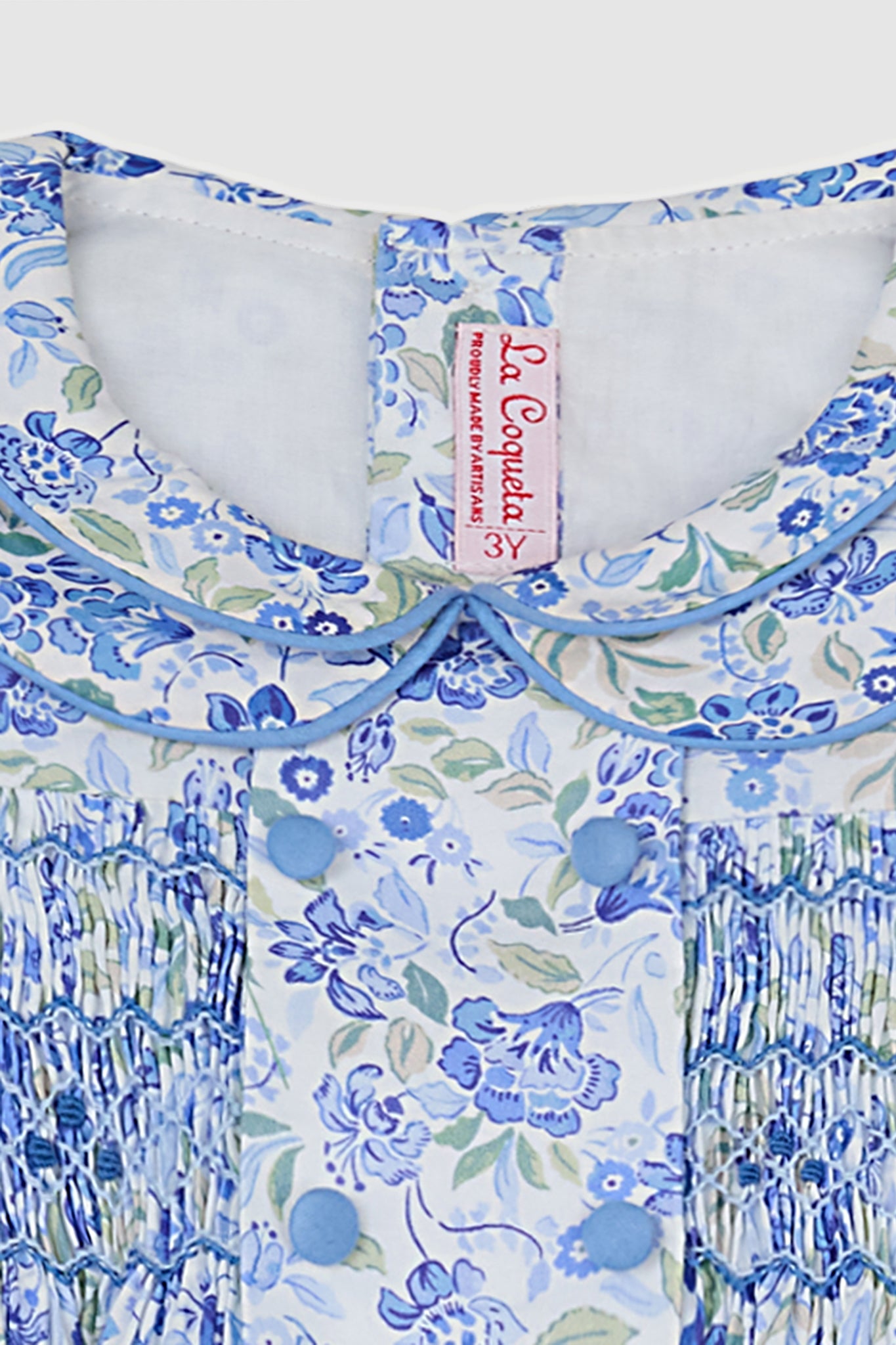 Dusty Blue Floral Arcadia Baby Girls Hand-Smocked Set-Charming Tale Store