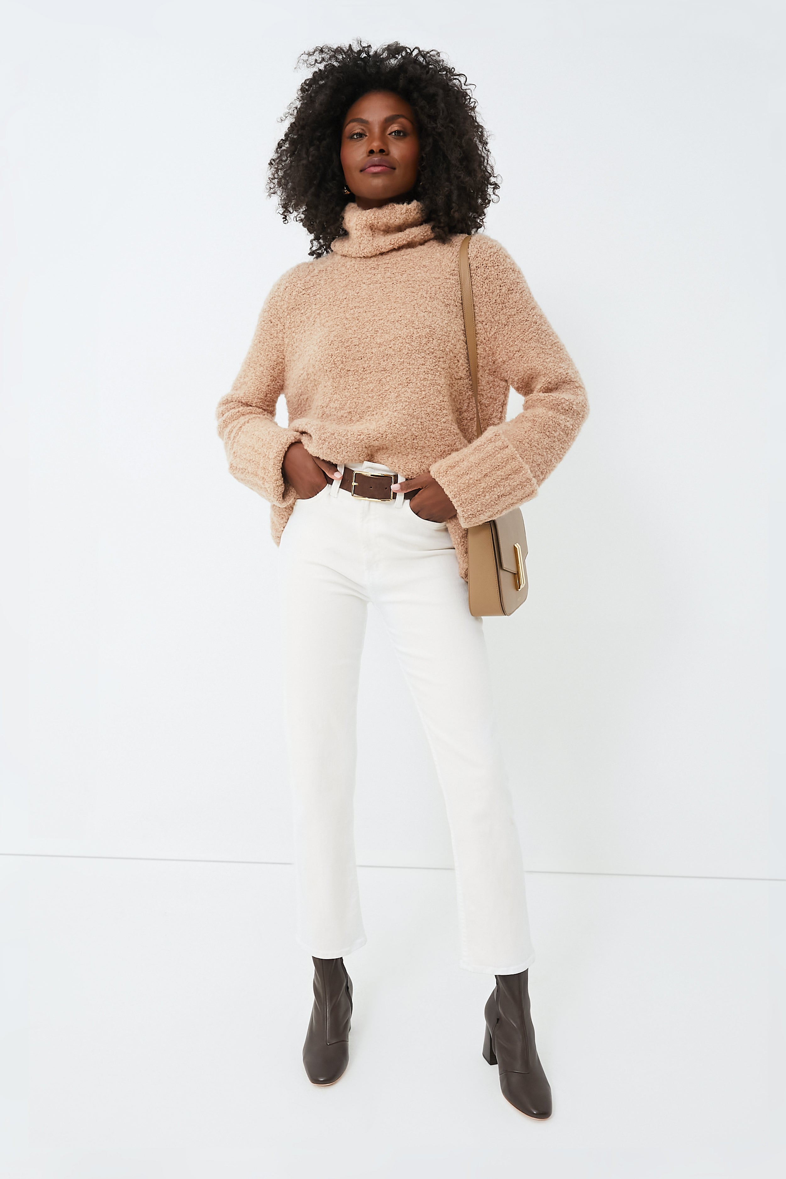 Camel Boucle Theo Turtleneck-Charming Tale Store