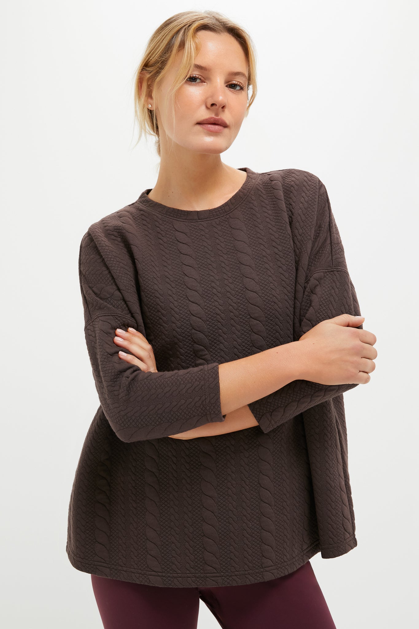 Chocolate Brown Ally Swing Sweatshirt-Charming Tale Store