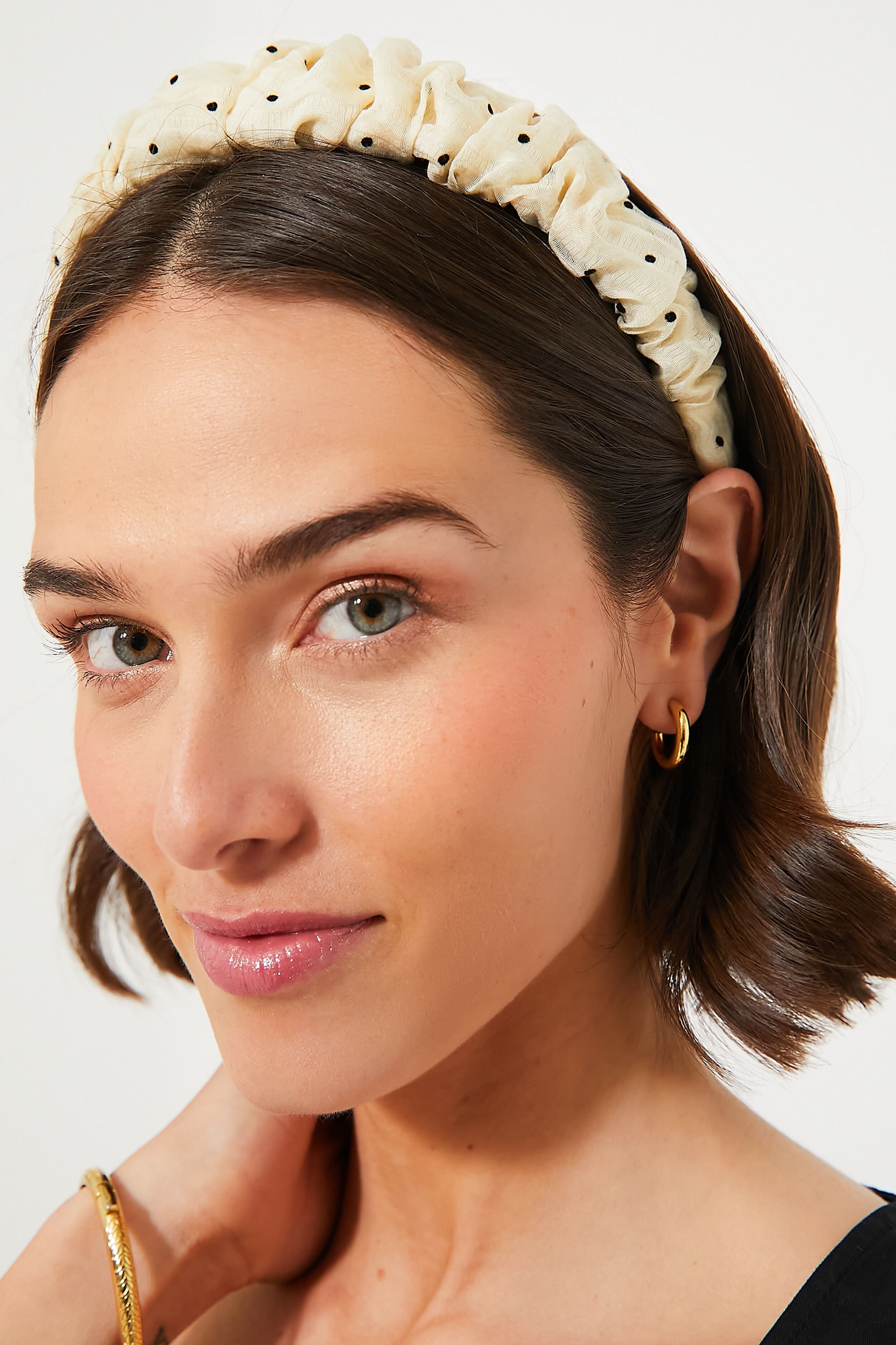 Cream Polka Dot Kelly Headband-Charming Tale Store