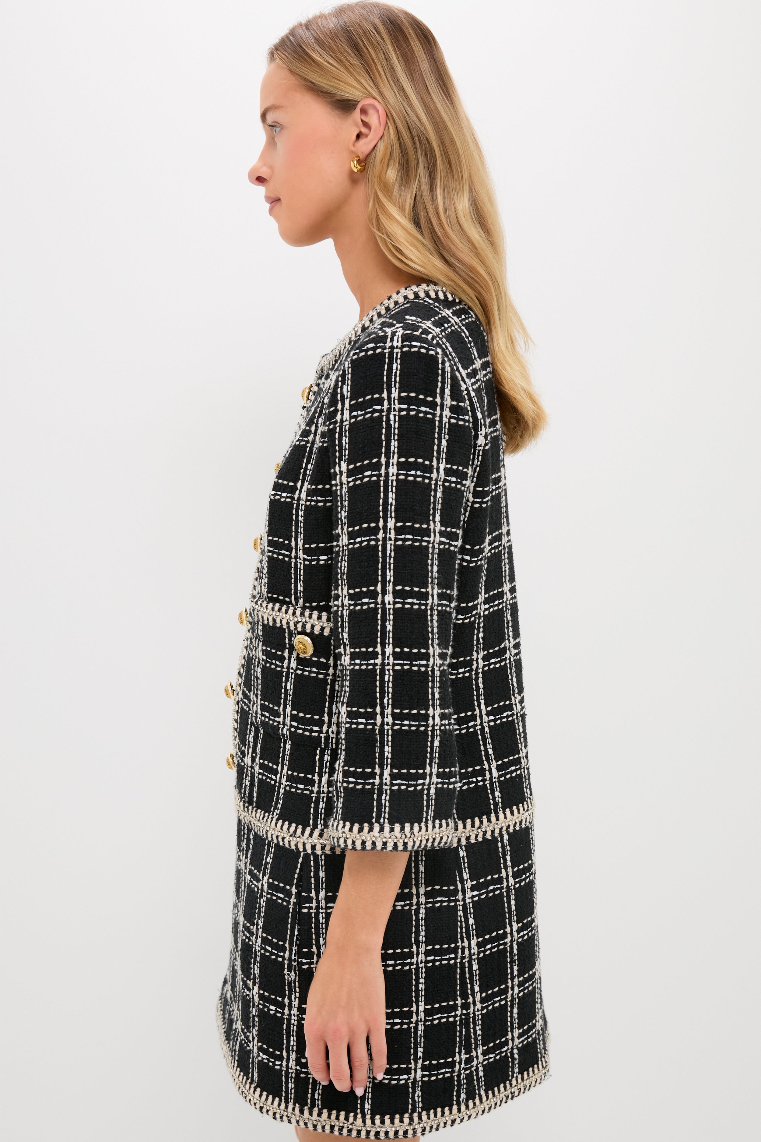 Embellished Black Tweed Onassis Dress-Charming Tale Store