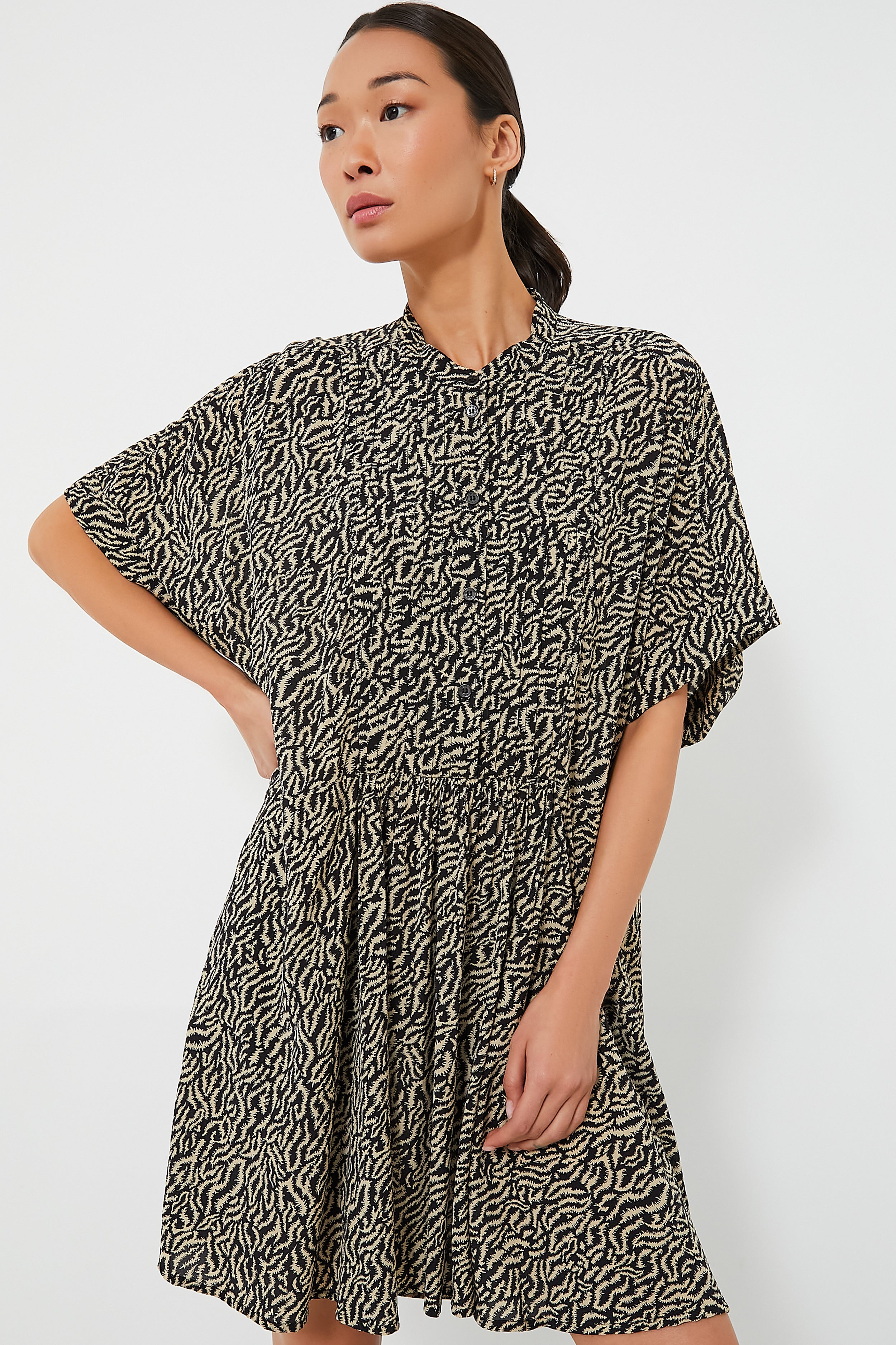 Ecru Black Vallea Dress-Charming Tale Store