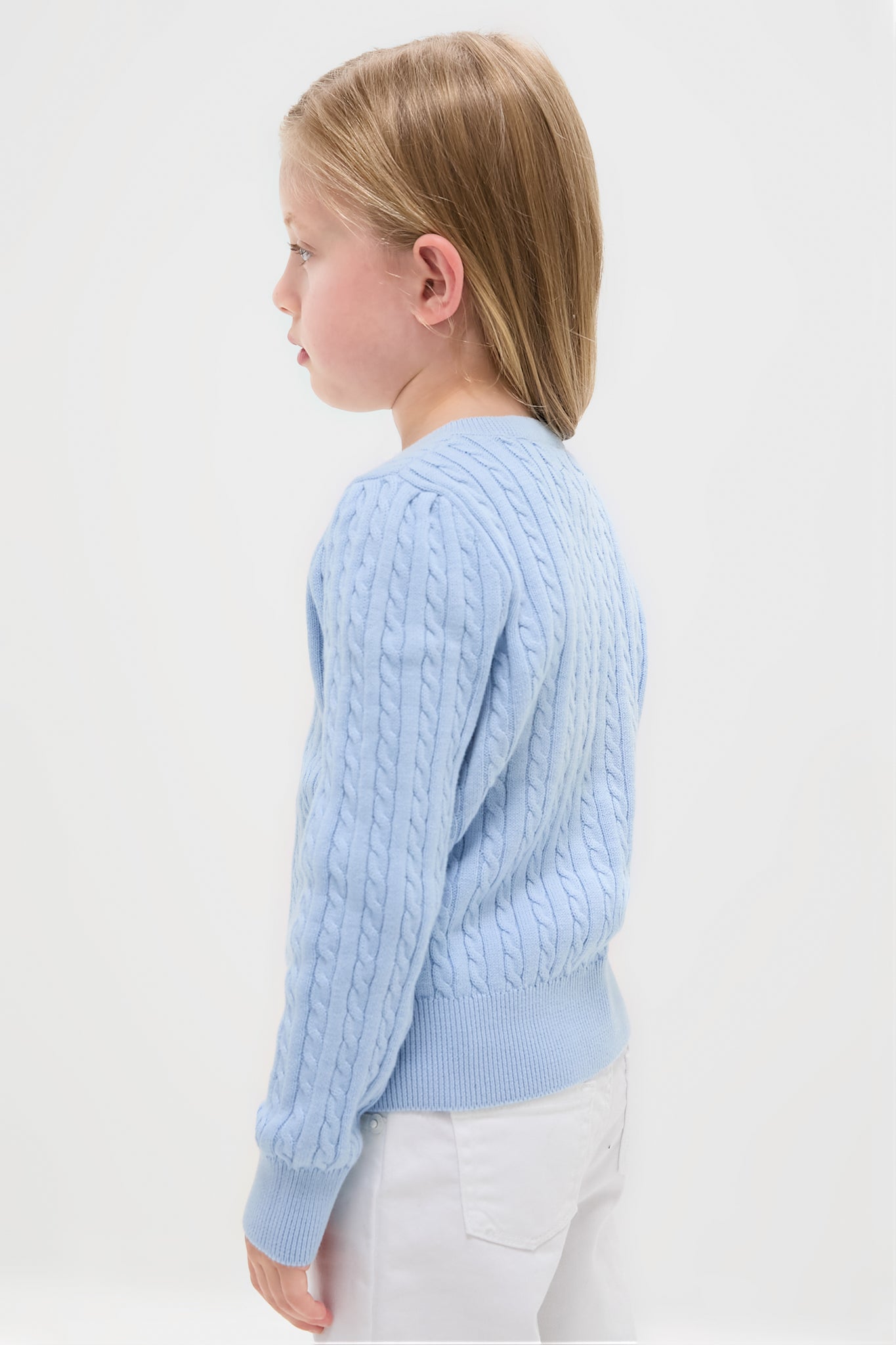 Girls Cable-Knit Cotton Cardigan-Charming Tale Store