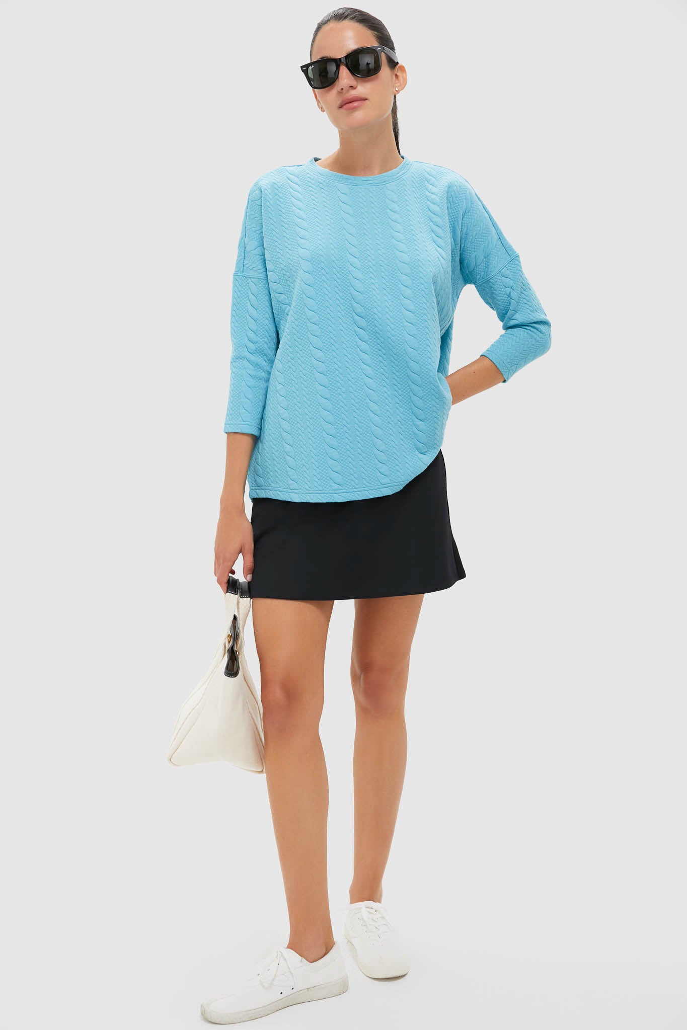Bright Blue Cable Ally Swing Sweatshirt-Charming Tale Store
