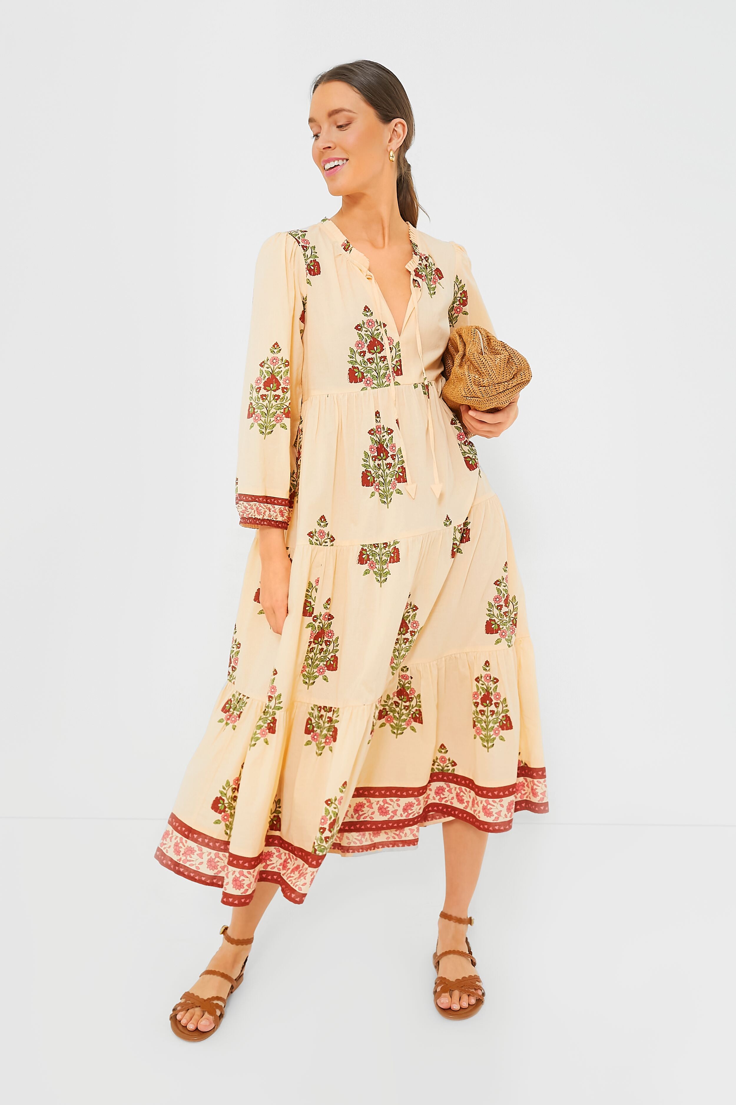 Blush Chandelier Long Sleeve Salty Paloma Caftan-Charming Tale Store