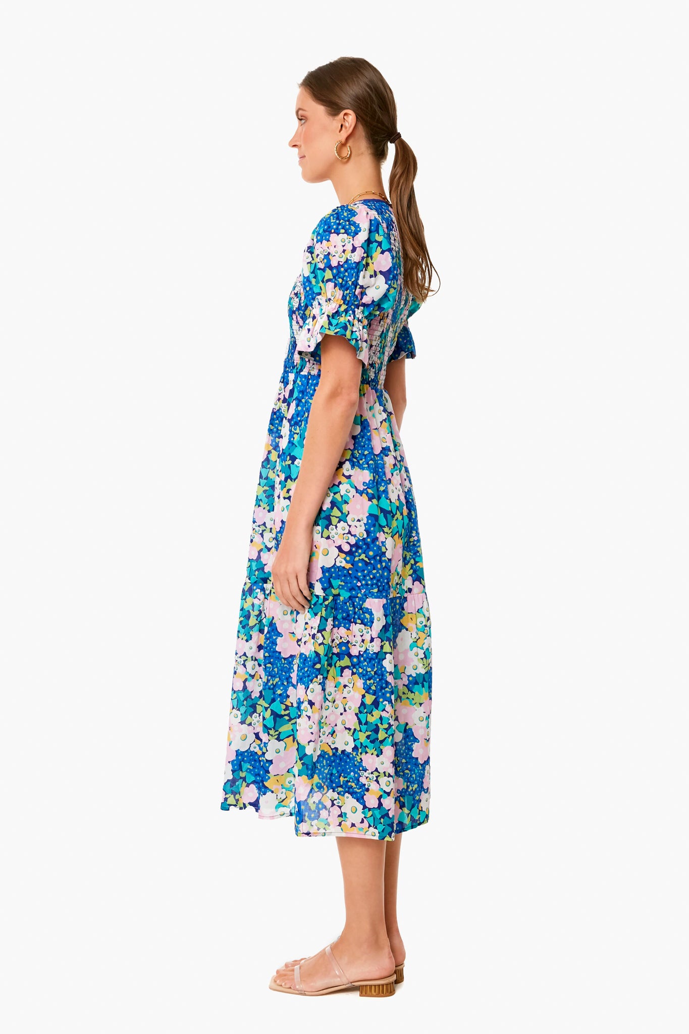 Floral V Neck Sussex Dress-Charming Tale Store