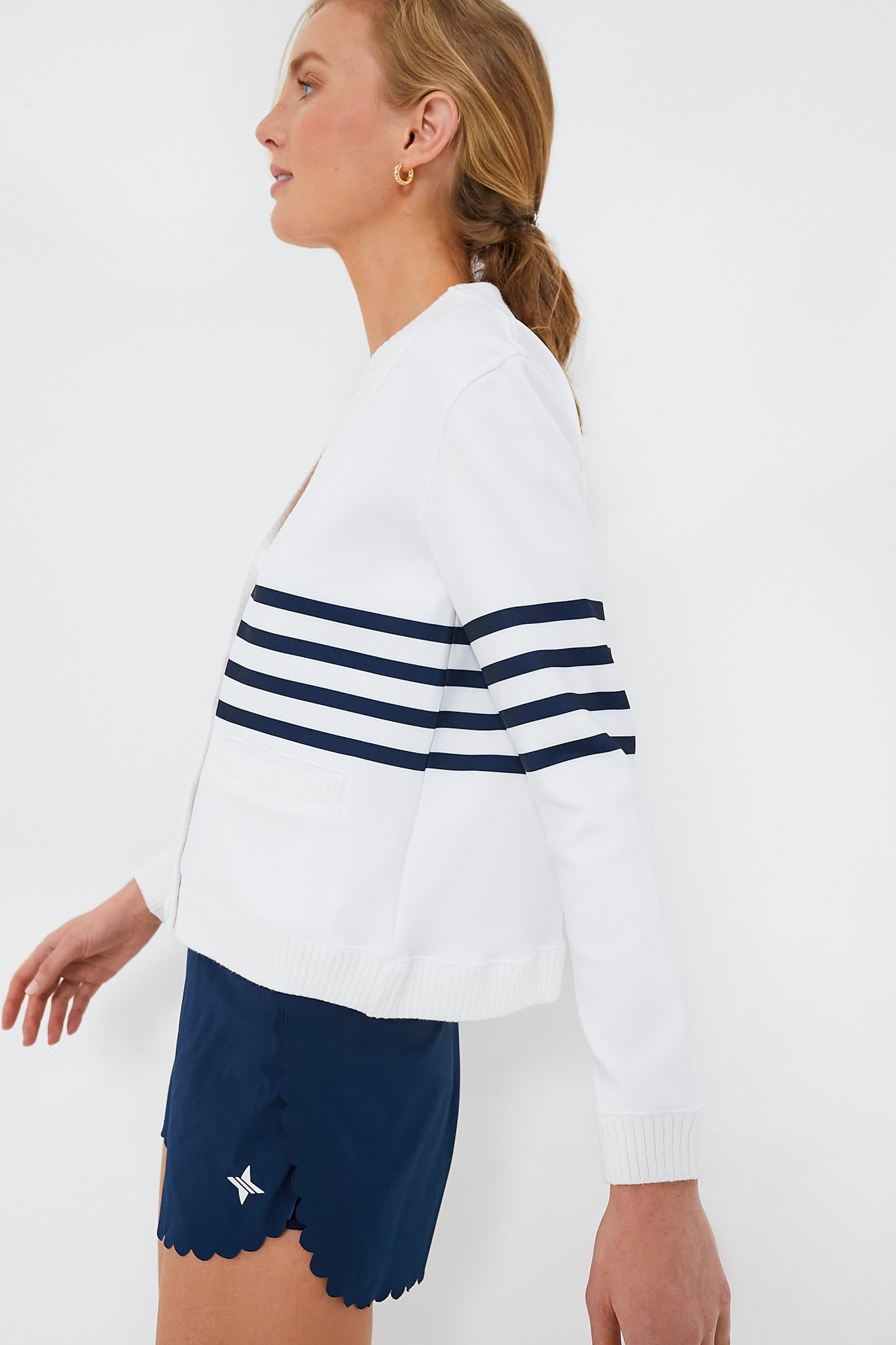 White Striped Charley Cardigan-Charming Tale Store