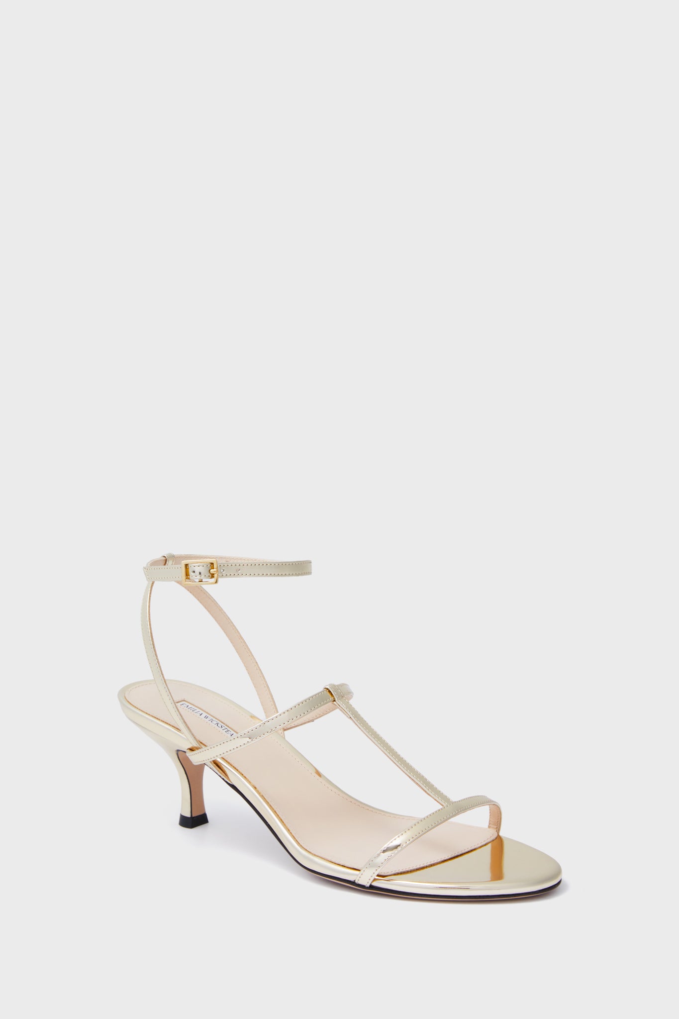 Gold Novie Metallic Patent Kitten Heels-Charming Tale Store