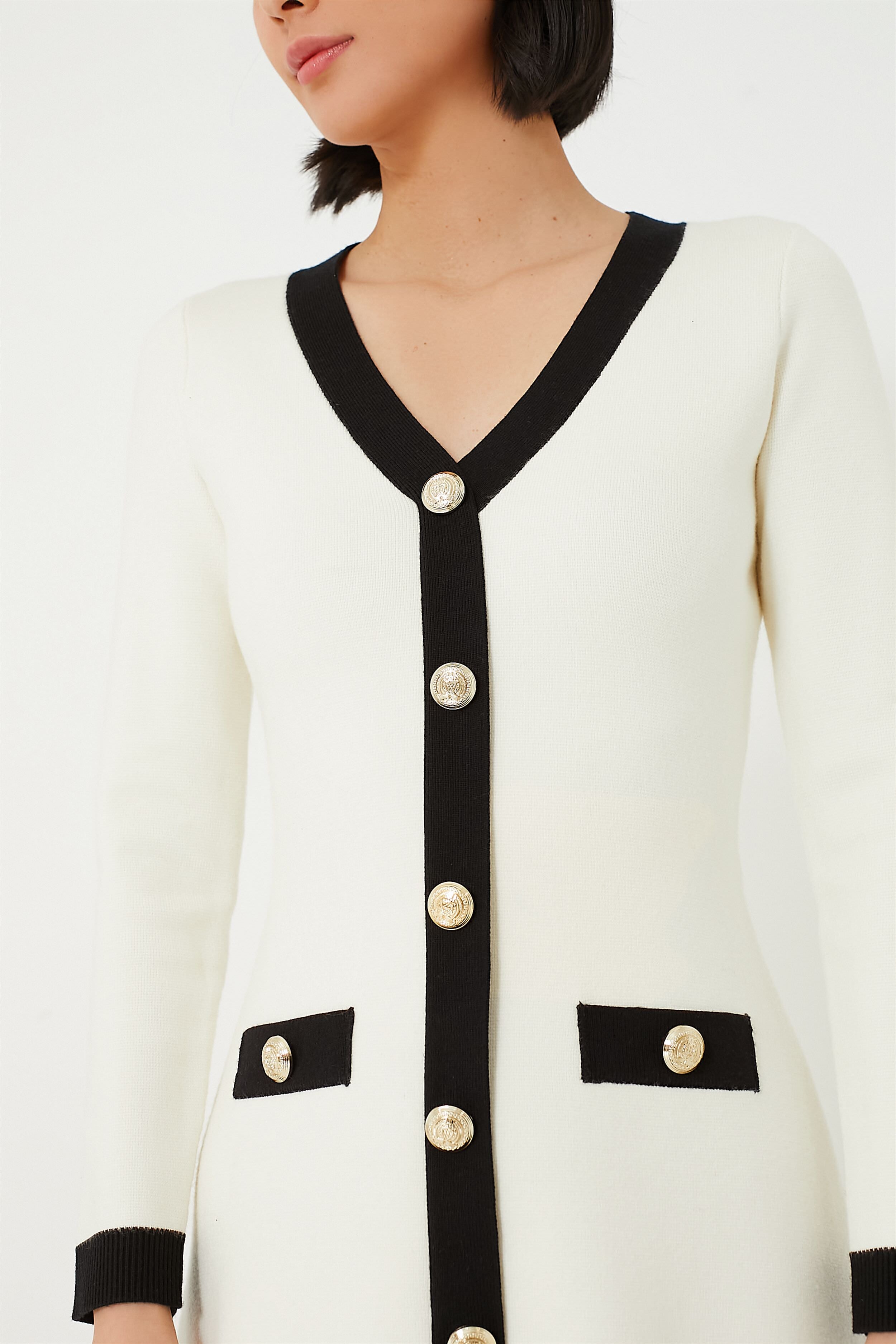 Cream & Black Elizabeth Knit Dress-Charming Tale Store